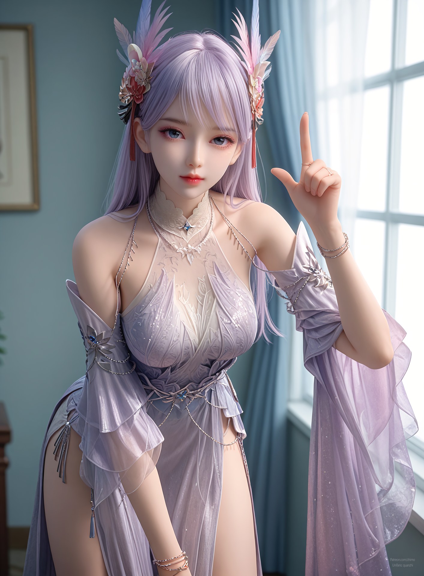 AI Nudes - Lâm Tử Nguyệt váy tiên tím trong phòng 105P