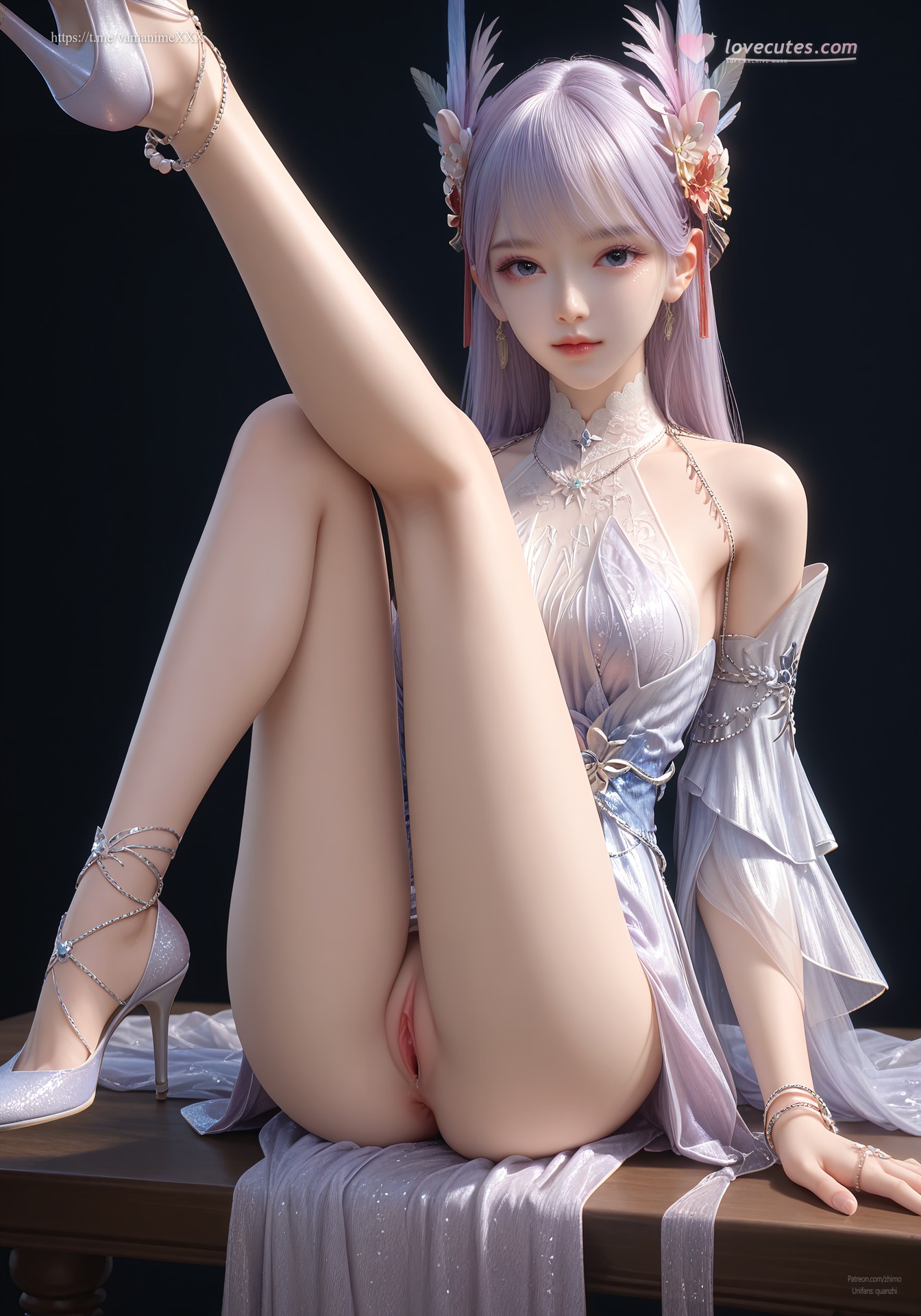 AI Nudes - Lâm Tử Nguyệt váy tiên tím trong phòng 105P