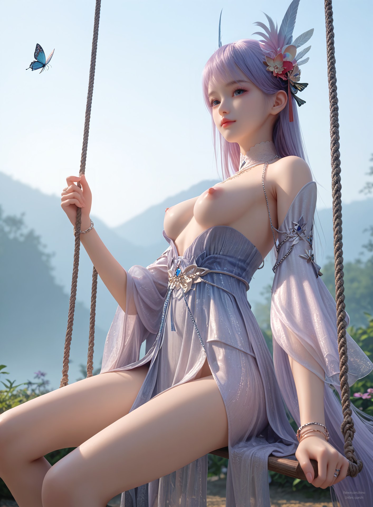 AI Nudes - Lâm Tử Nguyệt váy tiên tím trong phòng 105P