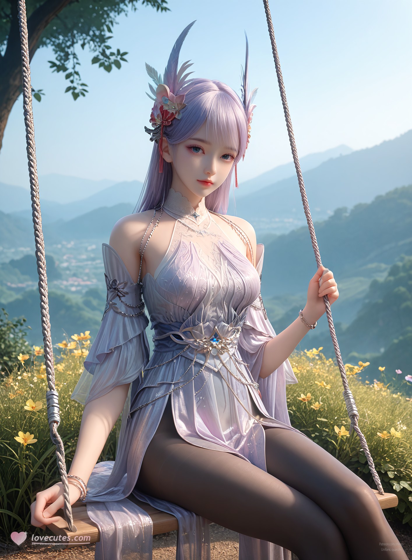 AI Nudes - Lâm Tử Nguyệt váy tiên tím trong phòng 105P