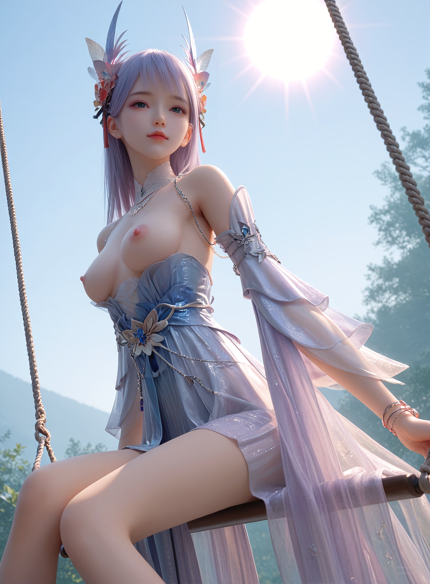AI Nudes - Lâm Tử Nguyệt váy tiên tím trong phòng 105P