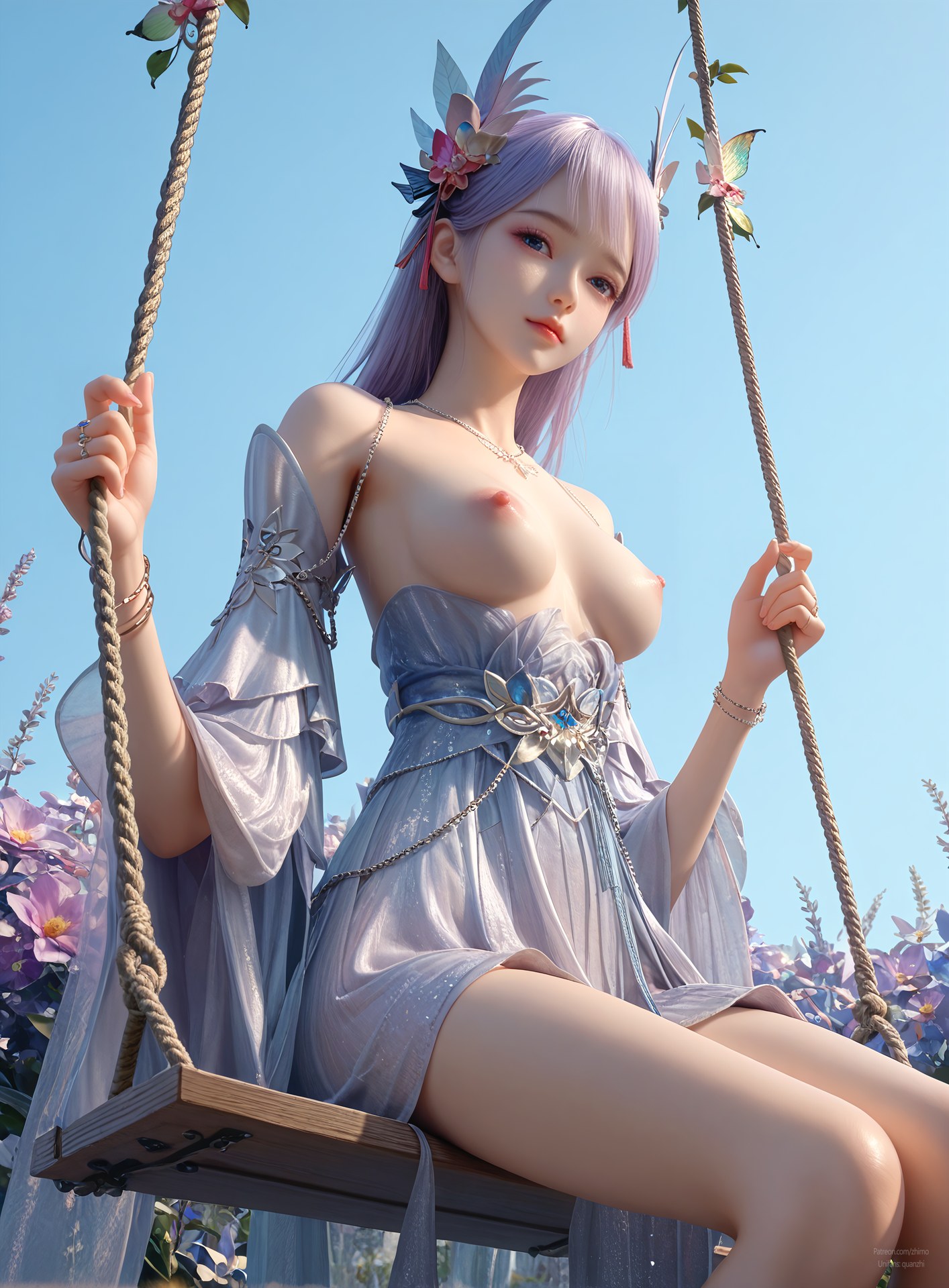 AI Nudes - Lâm Tử Nguyệt váy tiên tím trong phòng 105P