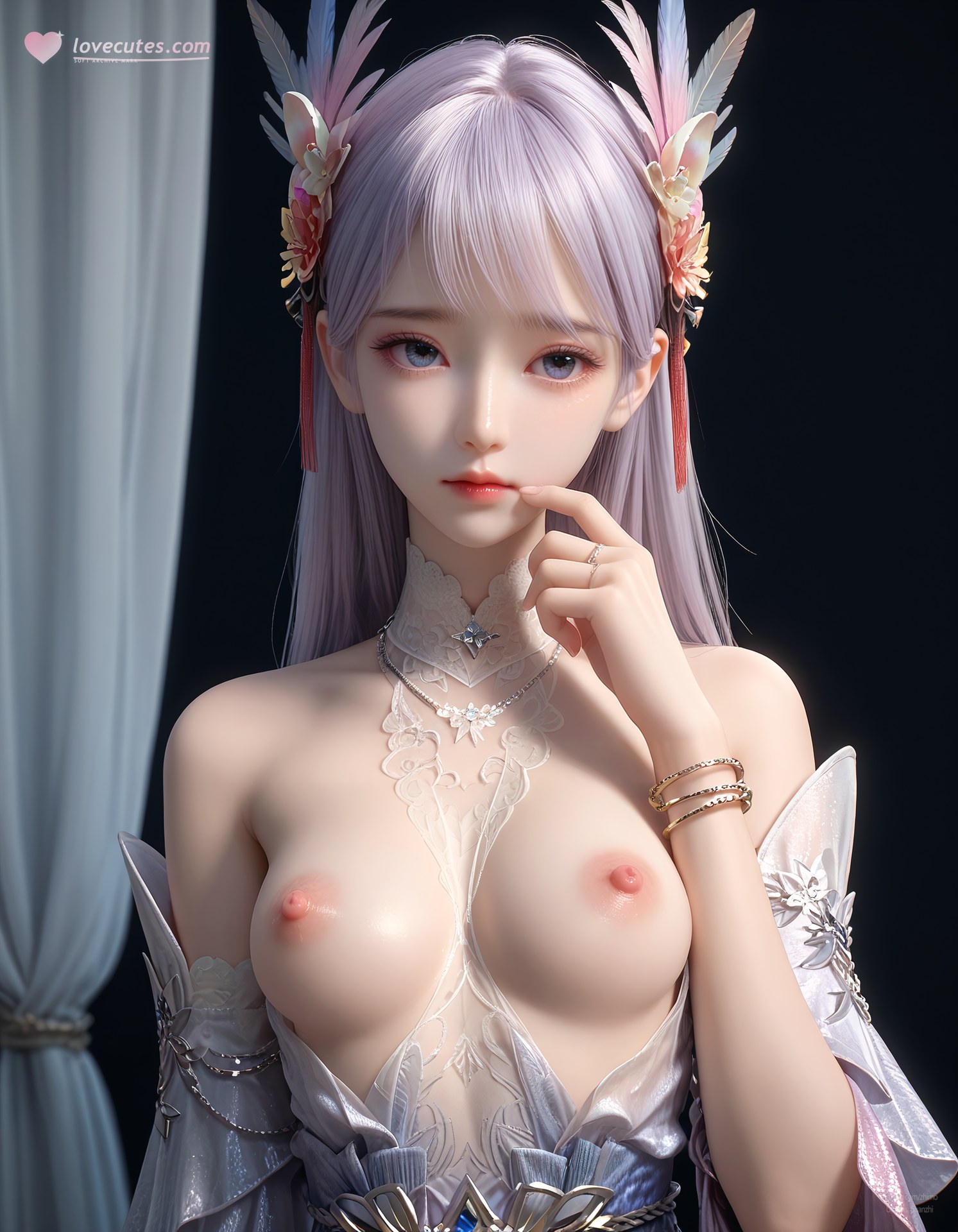 AI Nudes - 課金プレイヤー 林紫玥 紫髪仙女ドレスAIヌード画像集 105P