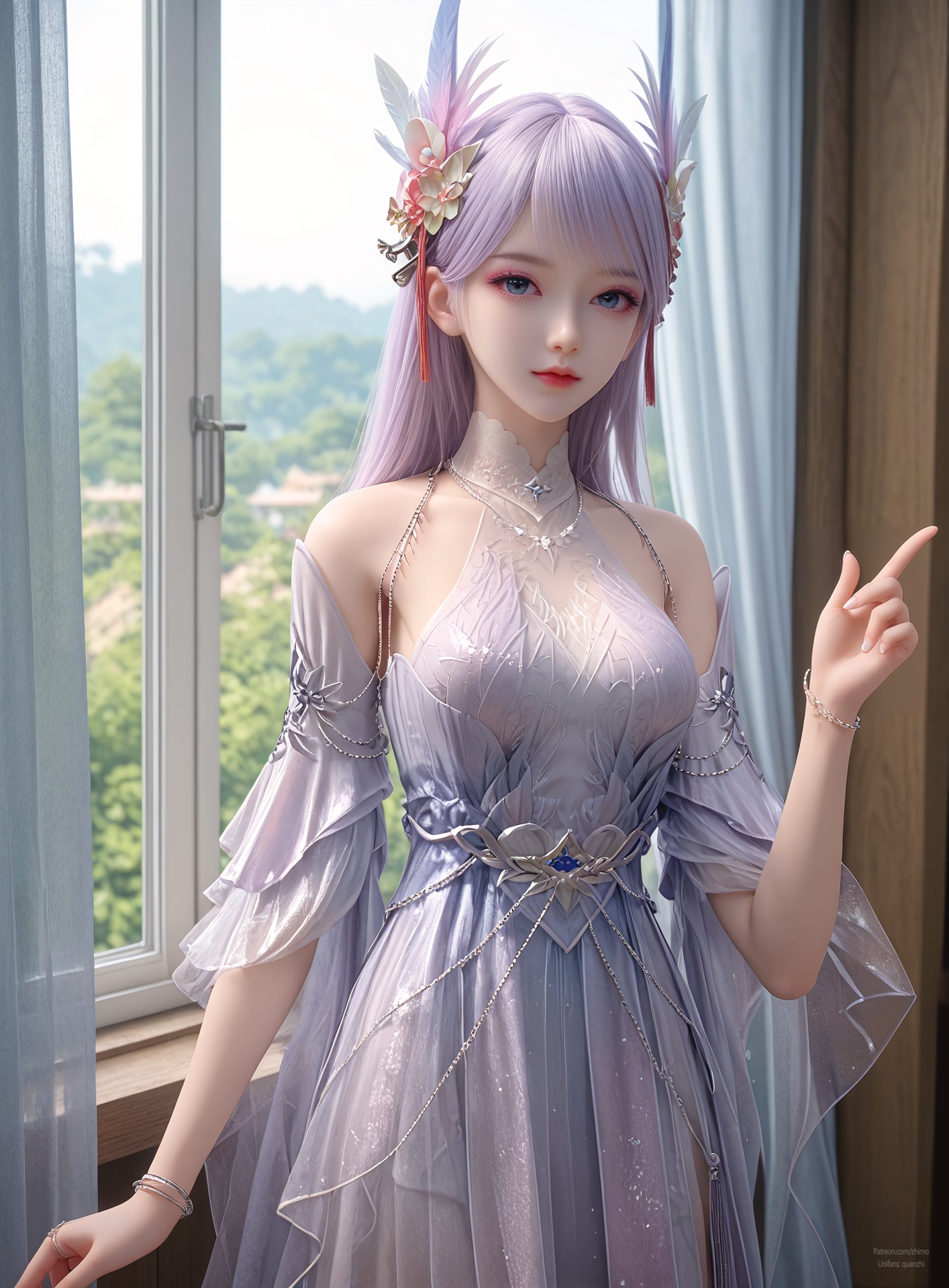 AI Nudes - 課金プレイヤー 林紫玥 紫髪仙女ドレスAIヌード画像集 105P