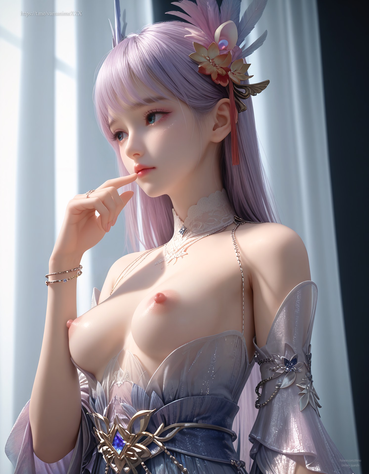 AI Nudes - Kejin Player Lin Ziyue Purple Fairy Dress Gallery 105P