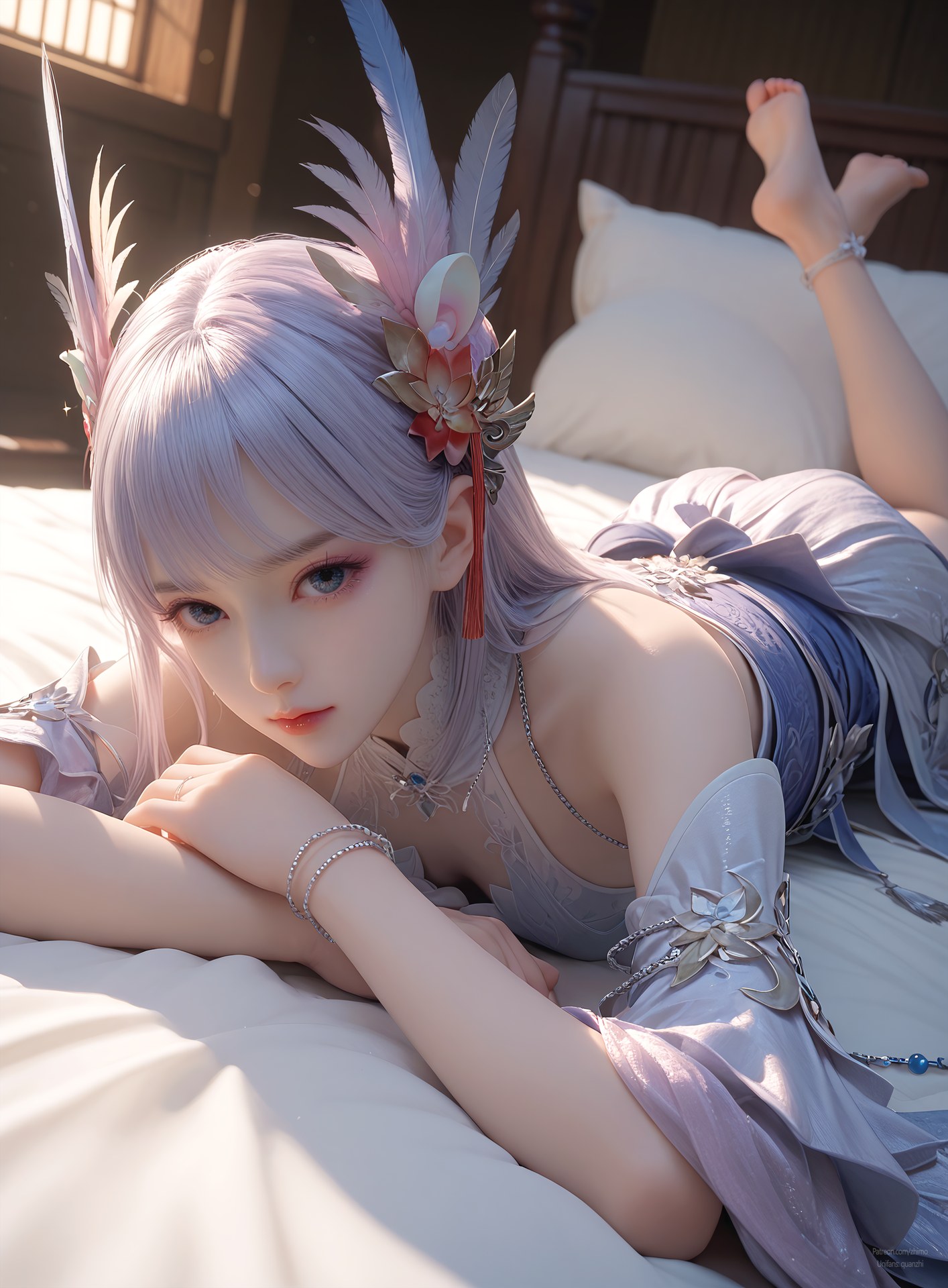 AI Nudes - 克金玩家 林紫玥：紫髮仙裙室內露穴圖集 105P