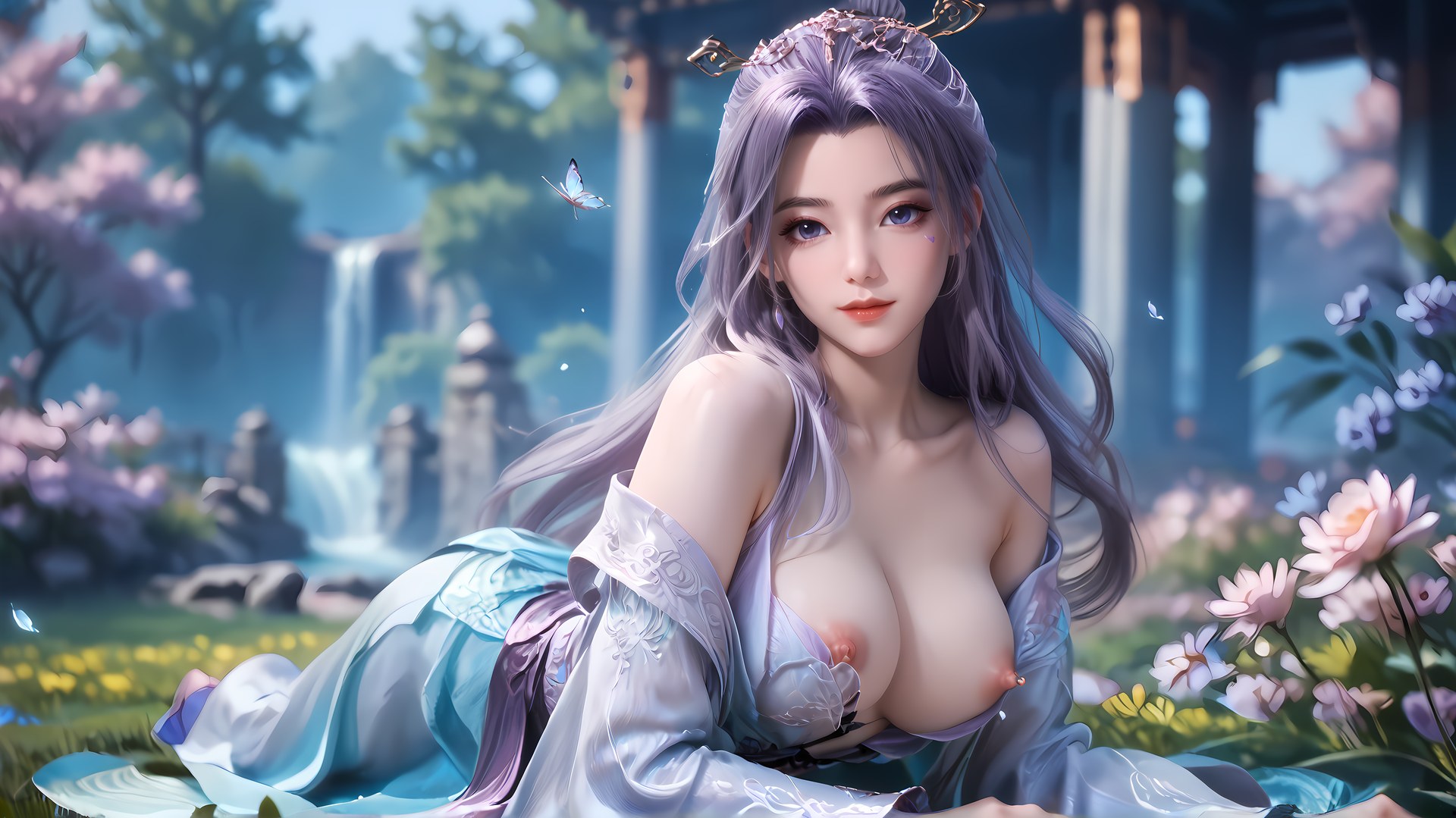 AI Nudes - Senior Brother Yunxiao Purple Hair Garden Waterside Gallery 91P