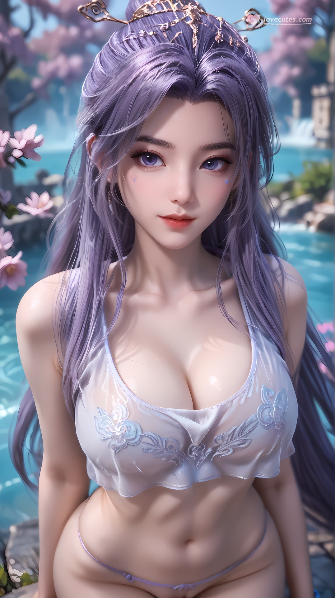 AI Nudes - 師兄啊師兄 雲霄：紫髮花園水景露穴圖集 91P