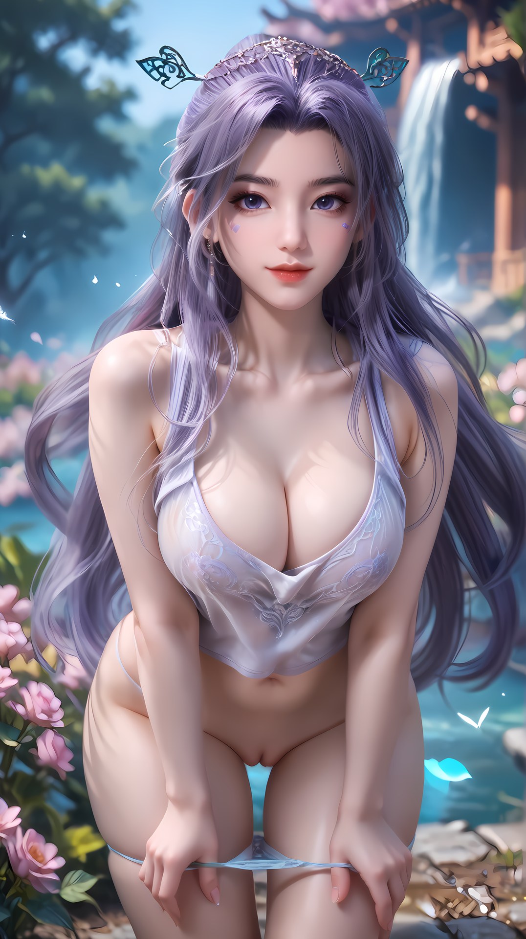 AI Nudes - 師兄啊師兄 雲霄：紫髮花園水景露穴圖集 91P