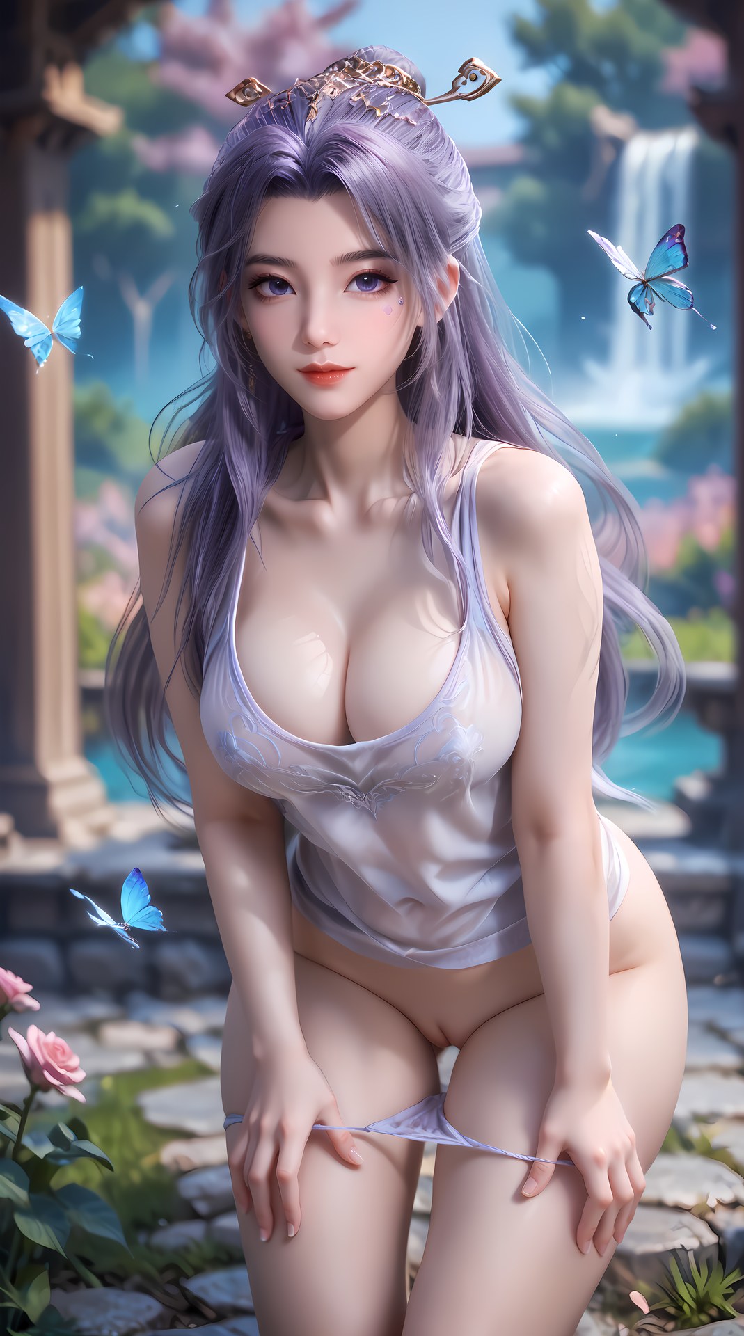 AI Nudes - 師兄啊師兄 雲霄：紫髮花園水景露穴圖集 91P
