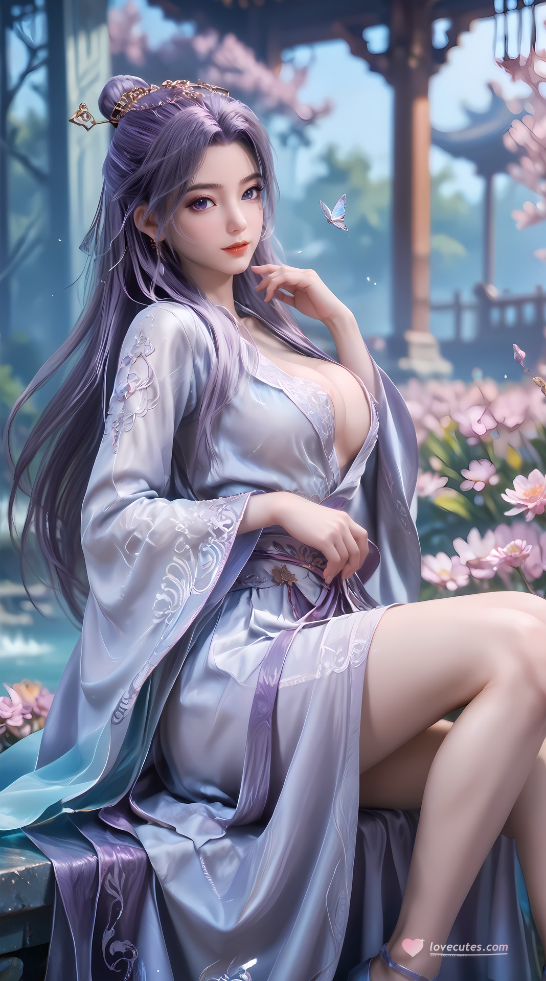 AI Nudes - 師兄啊師兄 雲霄：紫髮花園水景露穴圖集 91P