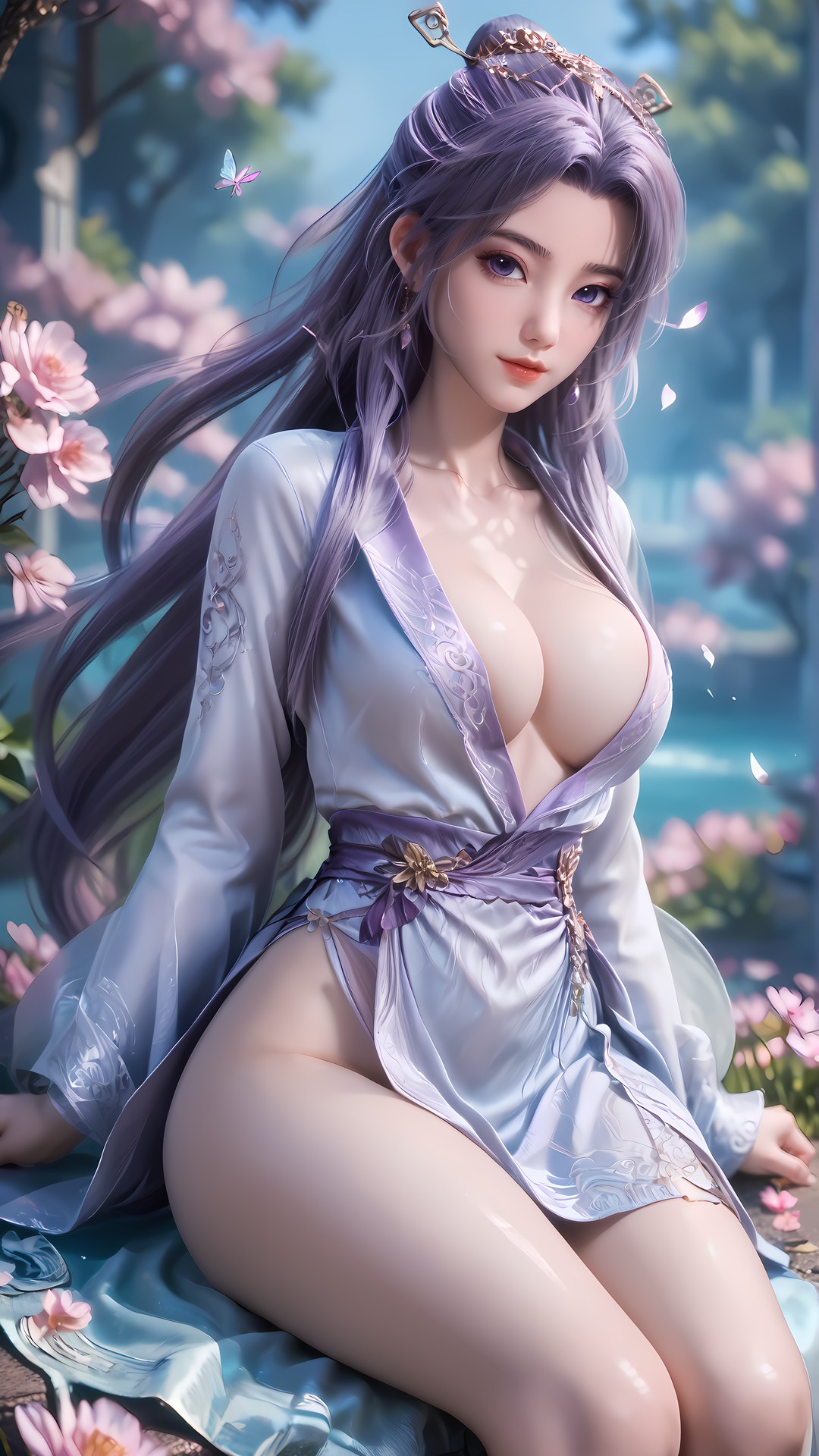 AI Nudes - Vân Tiêu Senior Brother tóc tím vườn ven nước 91P