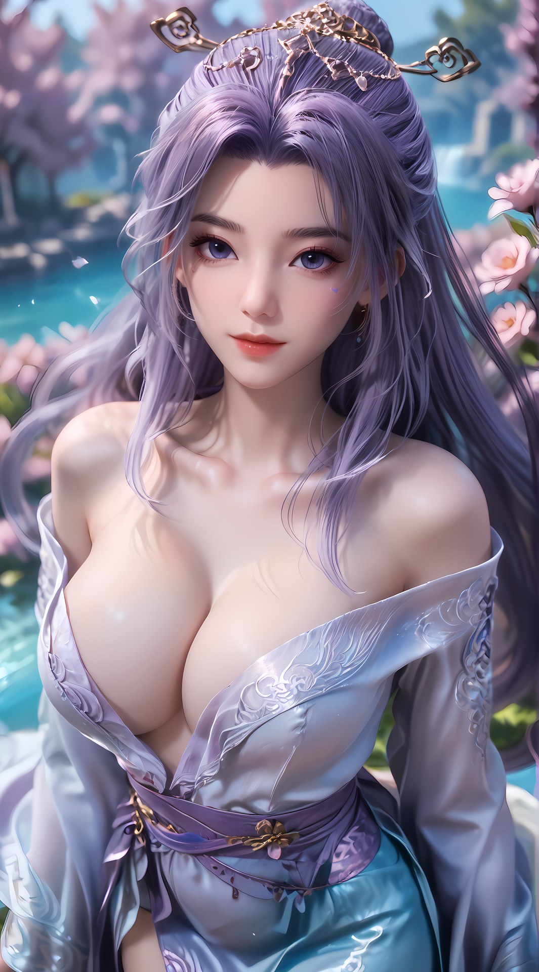 AI Nudes - Vân Tiêu Senior Brother tóc tím vườn ven nước 91P