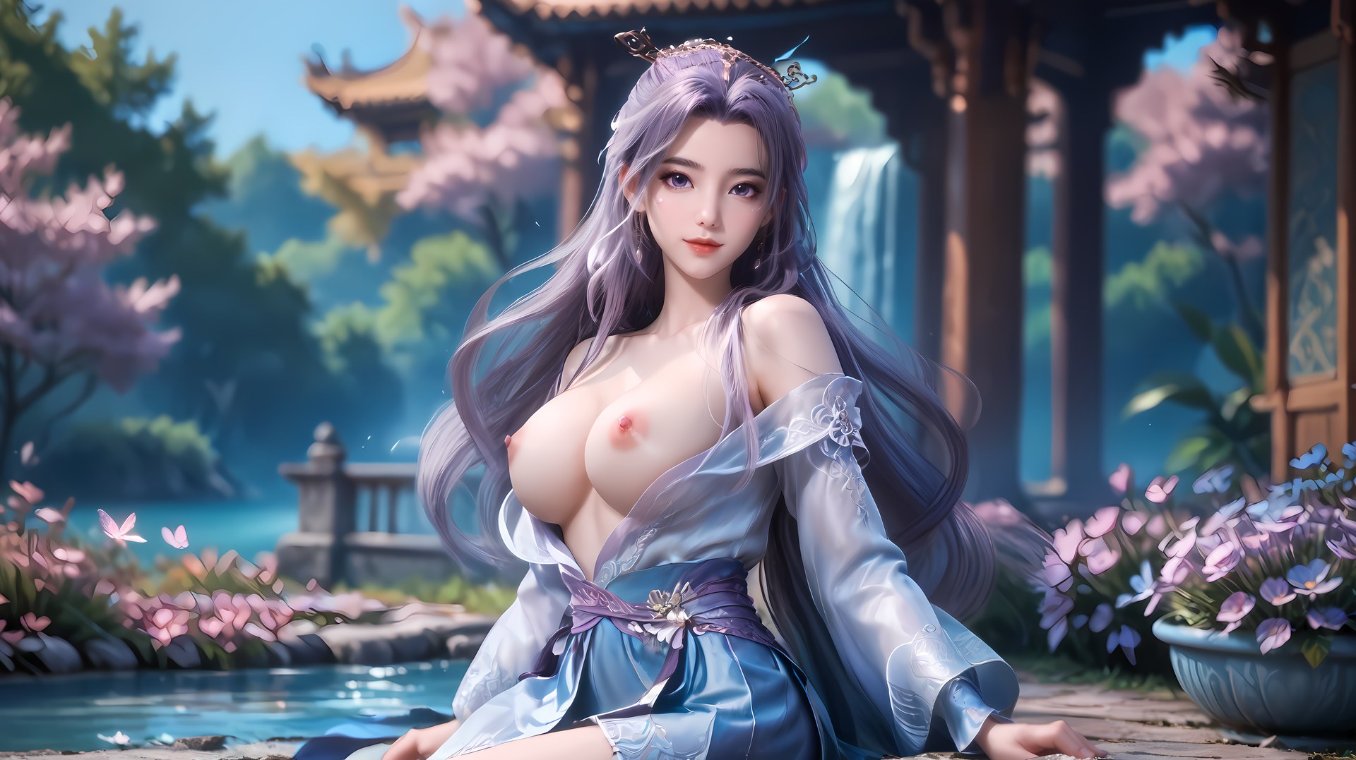 AI Nudes - Vân Tiêu Senior Brother tóc tím vườn ven nước 91P