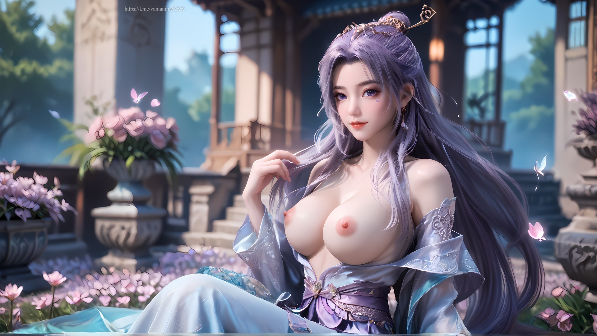 AI Nudes - อวิ๋นเซียว Senior Brother ผมม่วงสวนริมน้ำ 91P
