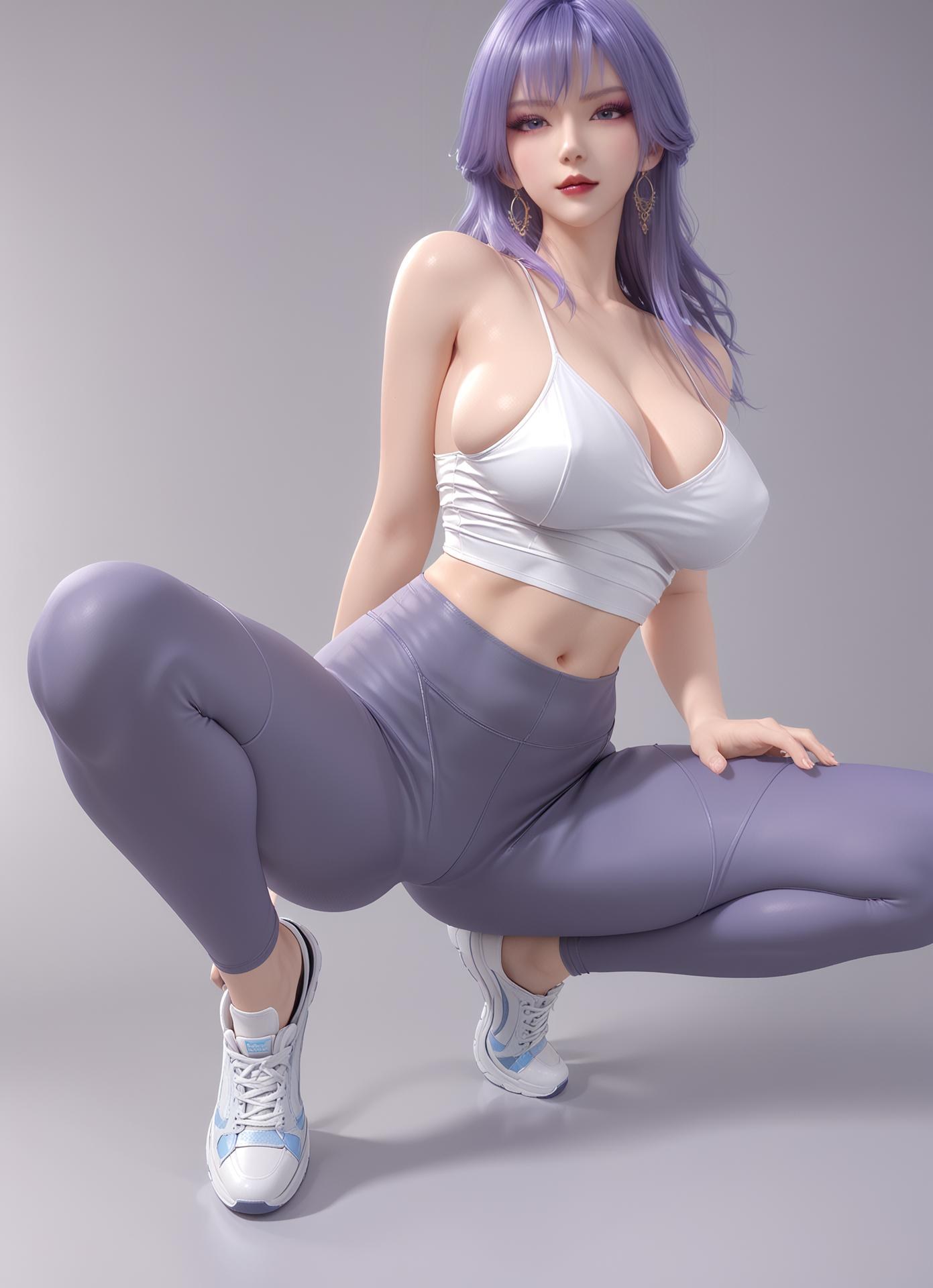 AI Nudes - Thiên Khung tóc tím tất đen cao gót 76P