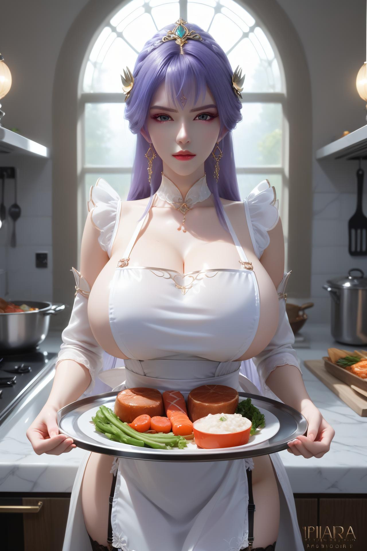 AI Nudes - Tianqiong Purple Hair Black Stockings Bedroom 48P
