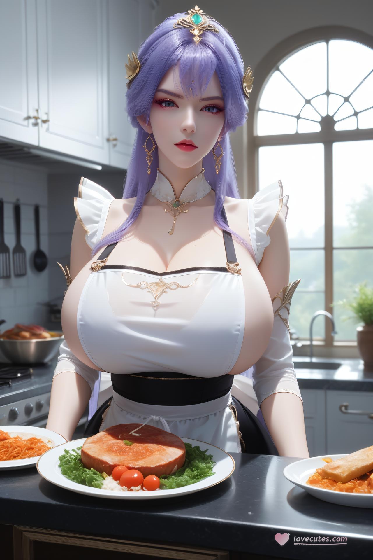 AI 누드 갤러리 - 천궁 보라 머리 검은 스타킹 48P
