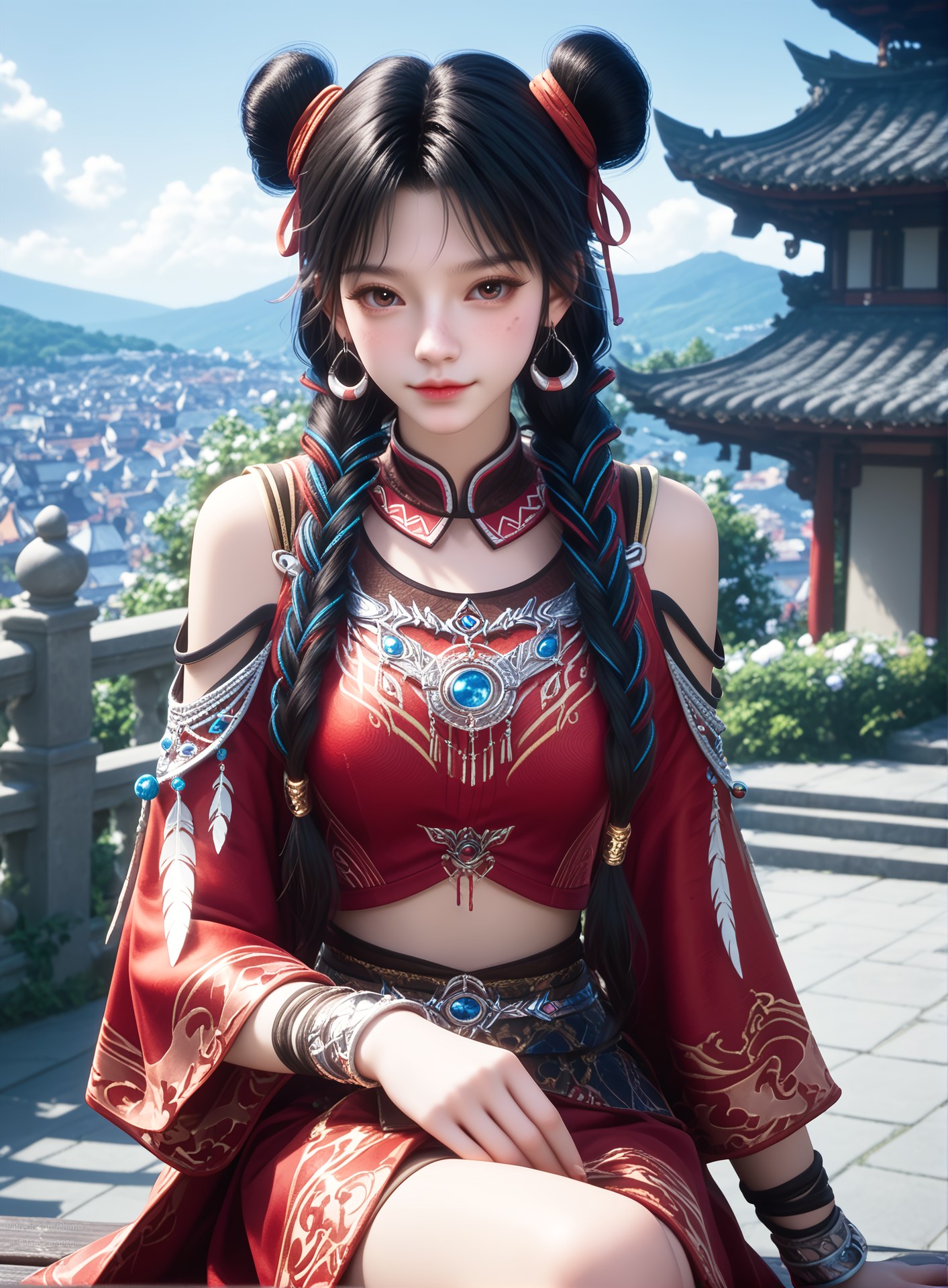 AI Nudes - Ze Tian Ji Bai Luoheng Red Outfit Gallery 105P