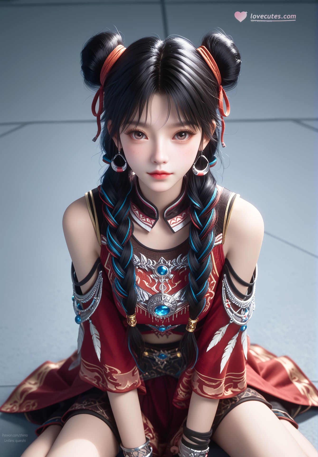 AI Nudes - Ze Tian Ji Bai Luoheng Red Outfit Gallery 105P