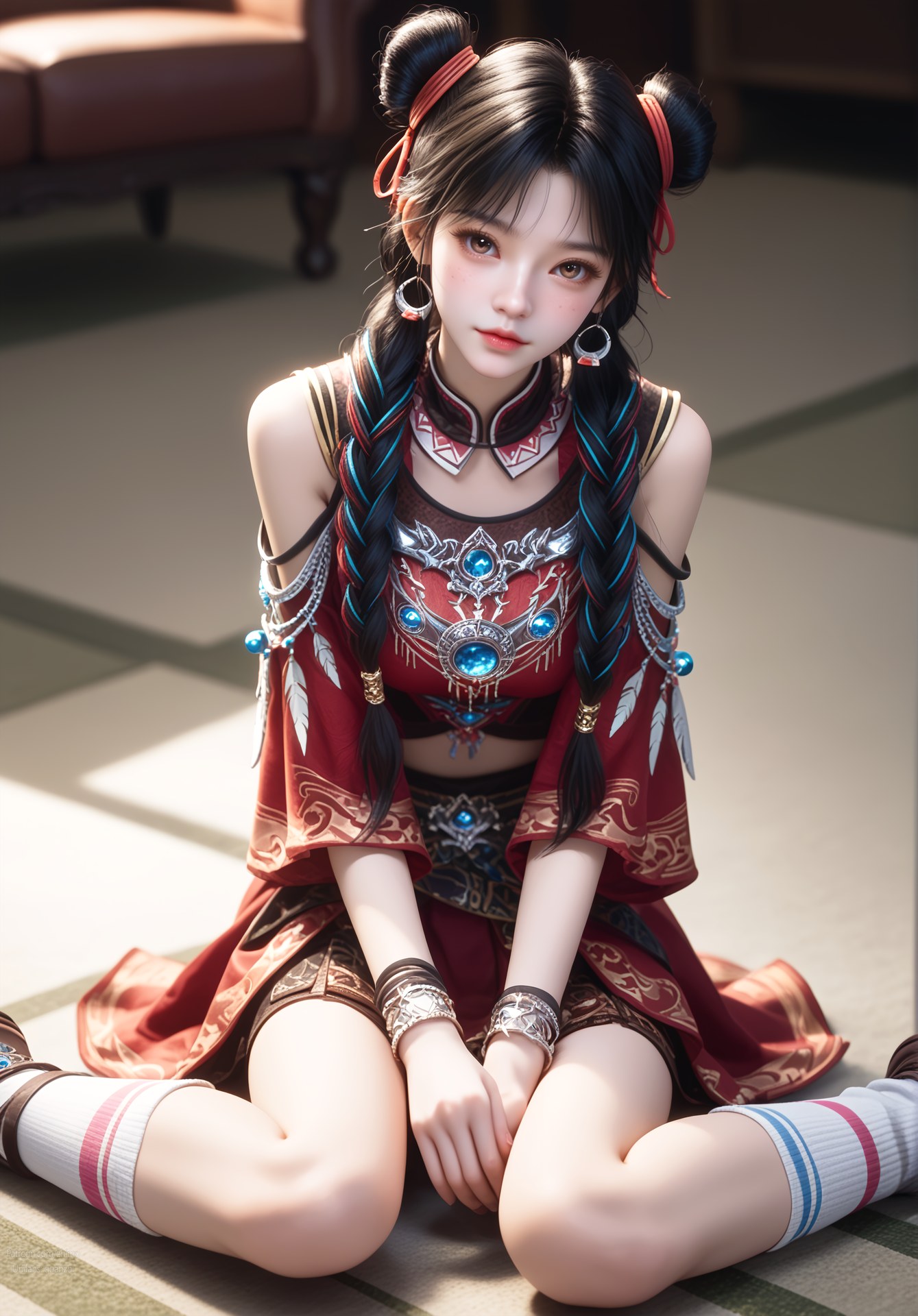 AI Nudes - Ze Tian Ji Bai Luoheng Red Outfit Gallery 105P