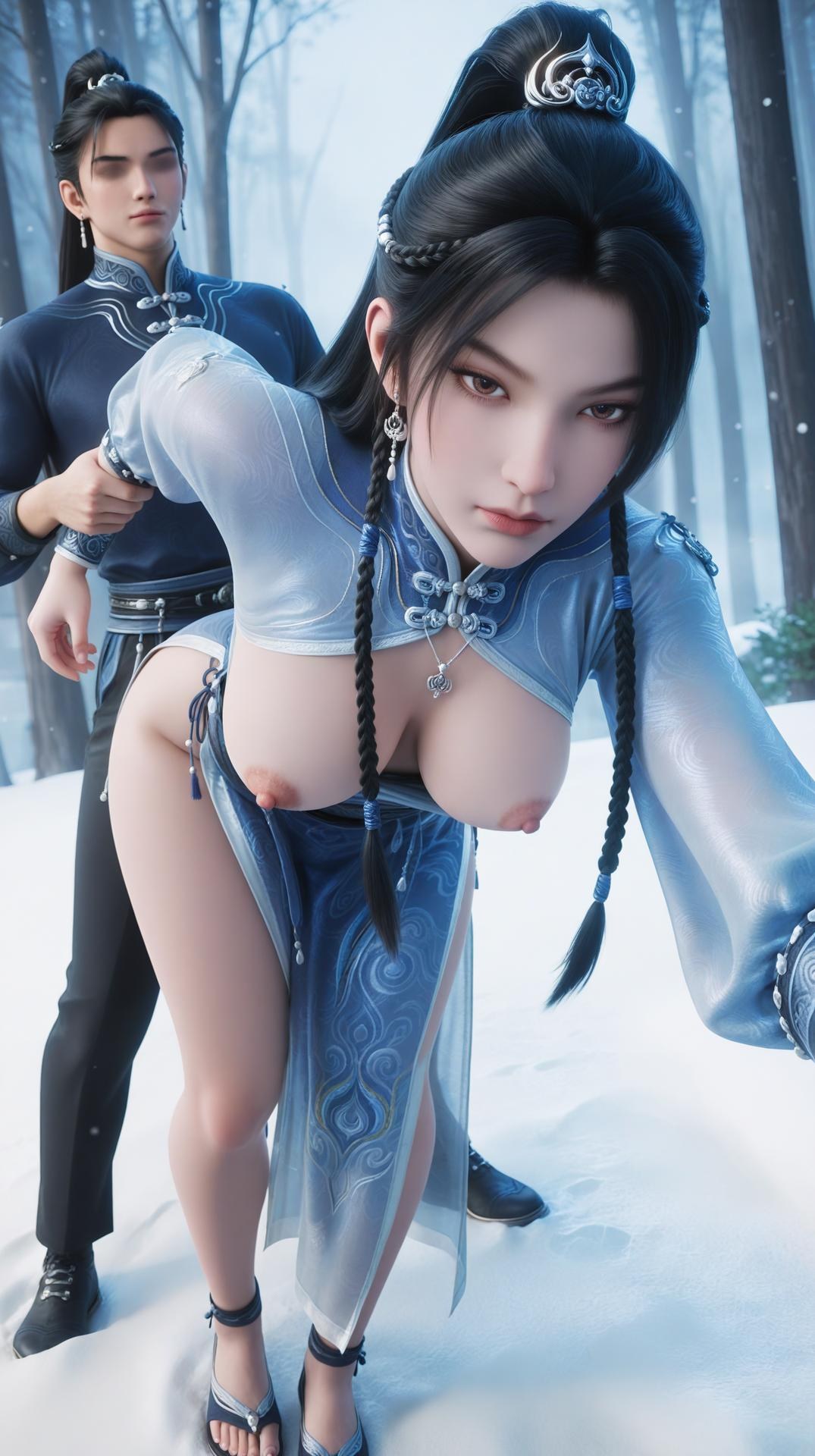AI Porn - 寧姚 第二季：藍衣露穴巨乳 AI 成人圖集 145P21V