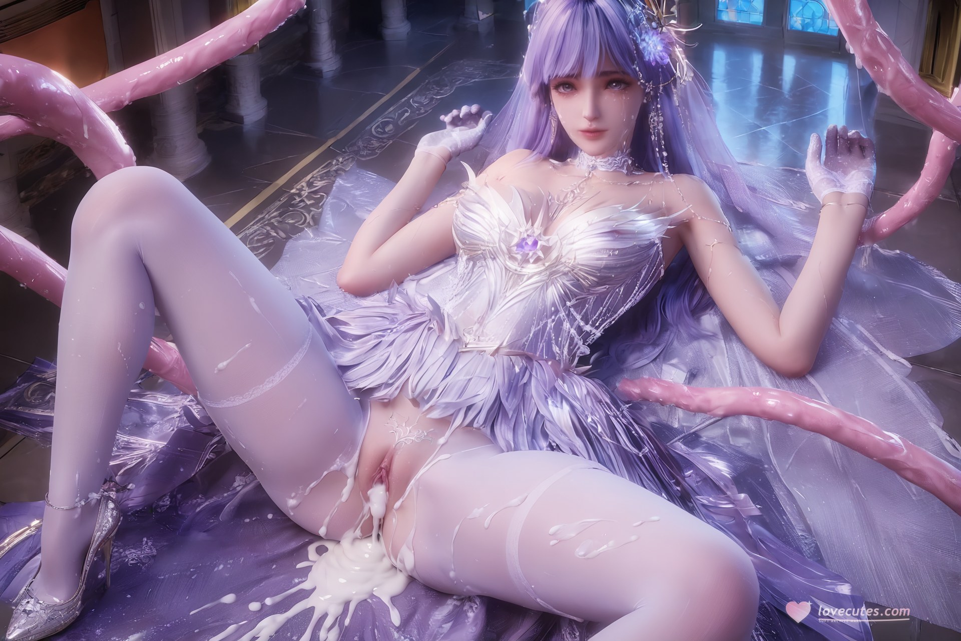 AI Porn - Throne of Seal Cai'er Wedding White Stockings Adult Gallery Part 1 250P