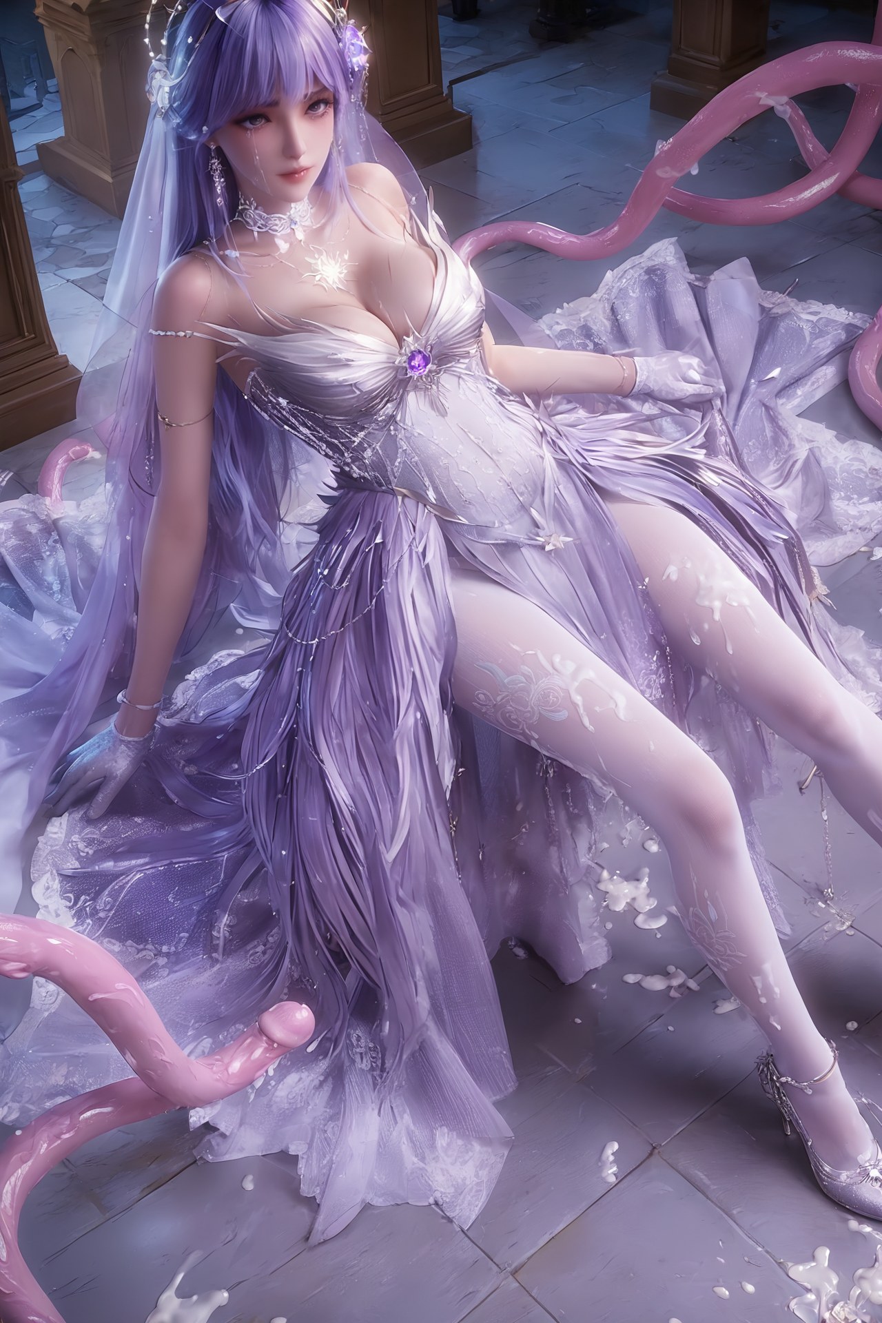 AI Porn - Throne of Seal Cai'er Wedding White Stockings Adult Gallery Part 1 250P