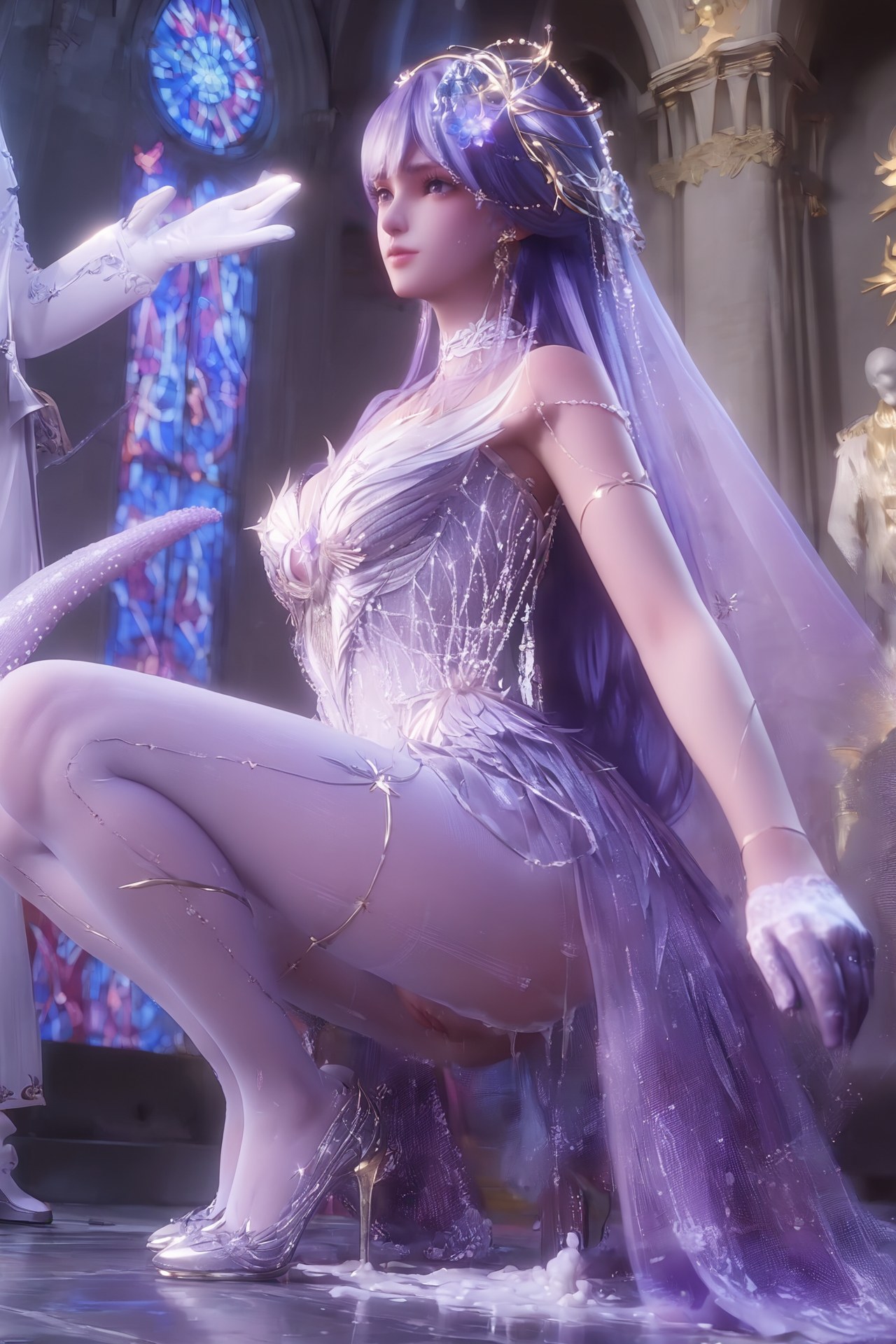 AI Porn - Throne of Seal Cai'er ชุดแต่งงานถุงน่องขาว Part 1 250P