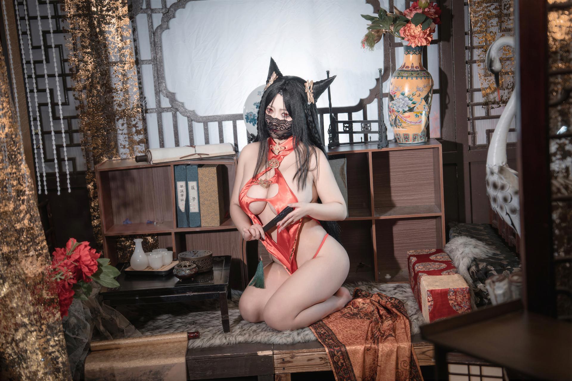 [Cosplay] LoLiSAMA - ไห่โฉวชุดกี่เพ้าแดง คอสเพลย์ 69P