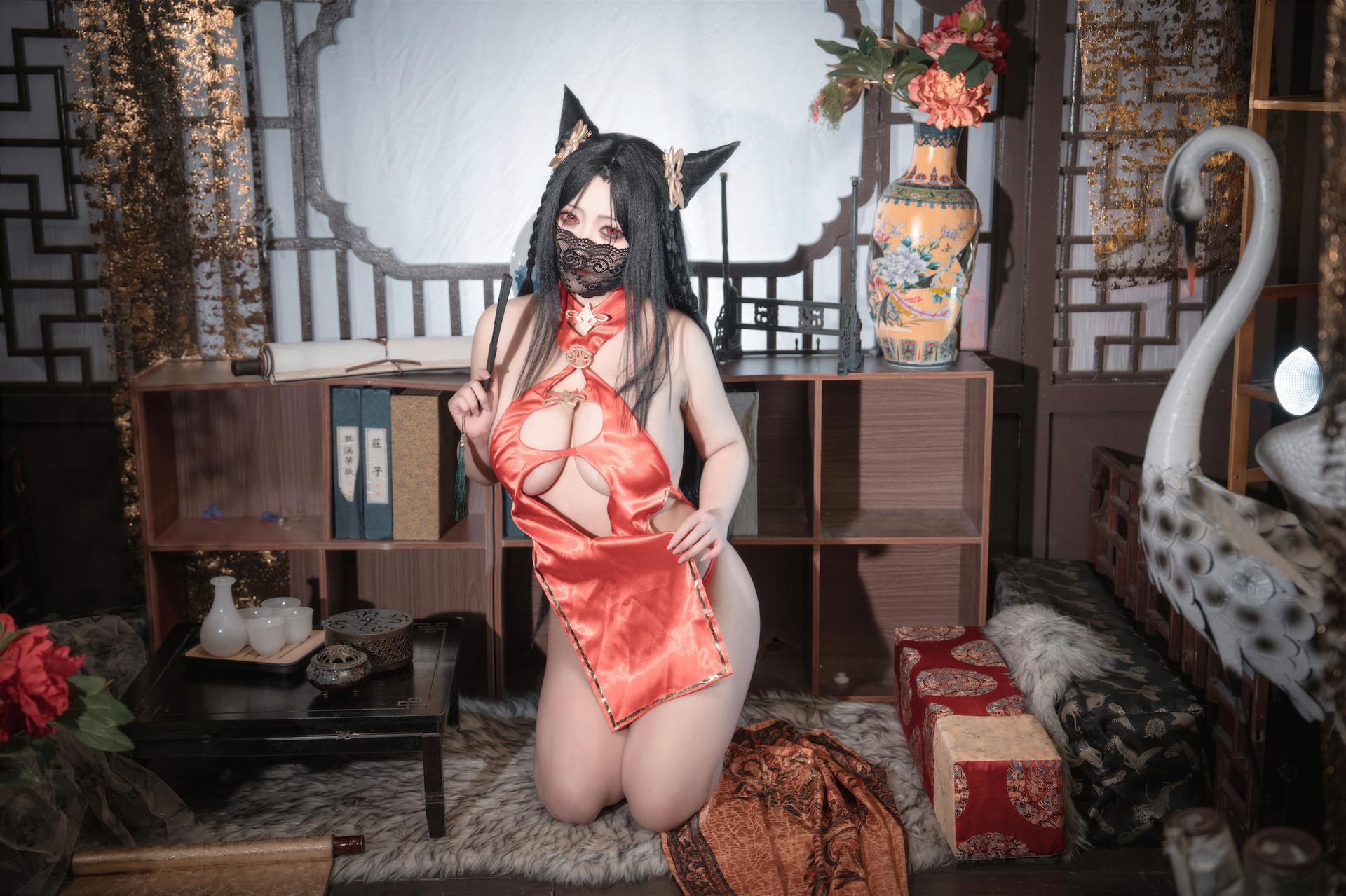 [Cosplay] LoLiSAMA - ไห่โฉวชุดกี่เพ้าแดง คอสเพลย์ 69P