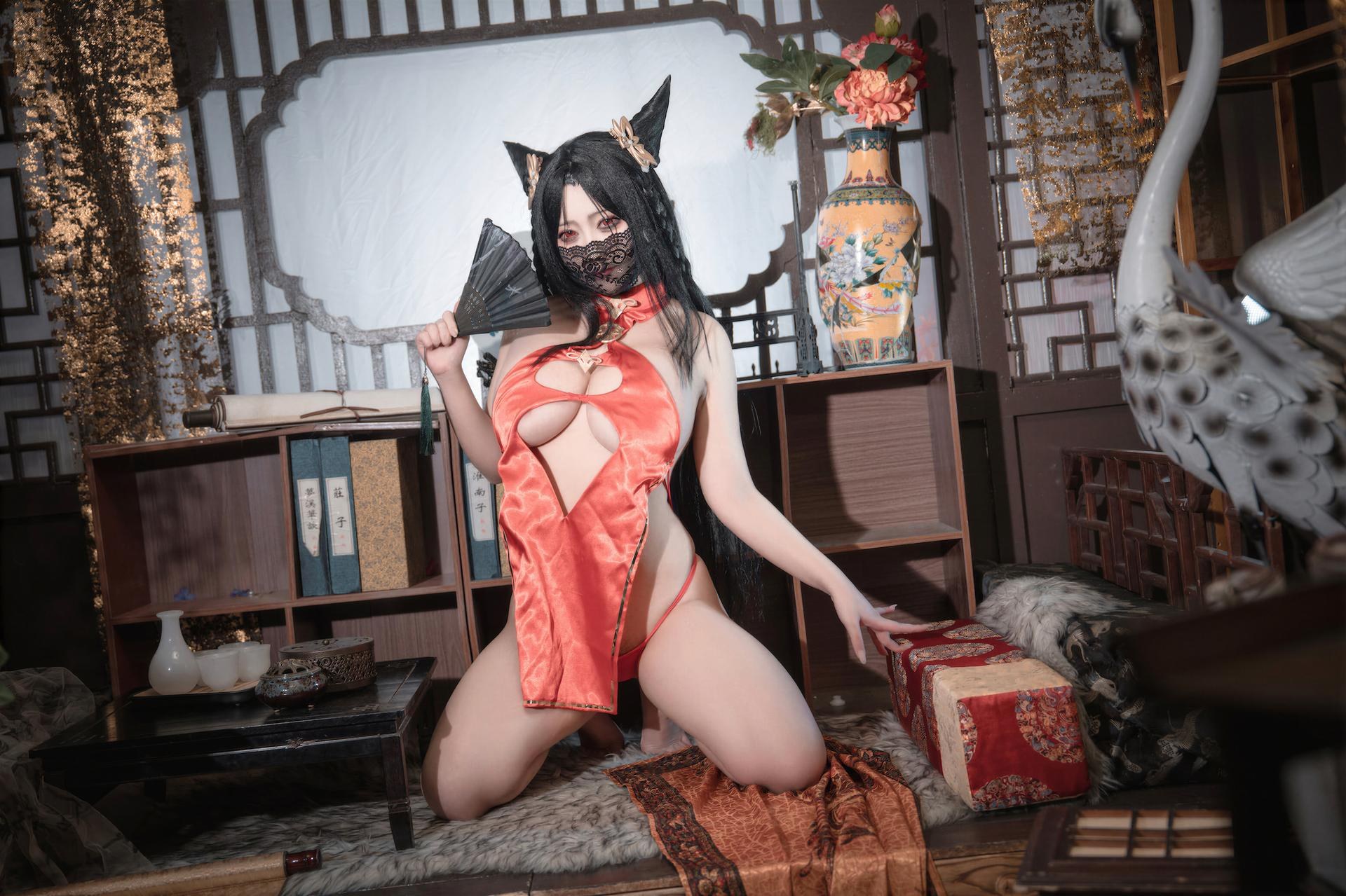 [Cosplay] LoLiSAMA - ไห่โฉวชุดกี่เพ้าแดง คอสเพลย์ 69P