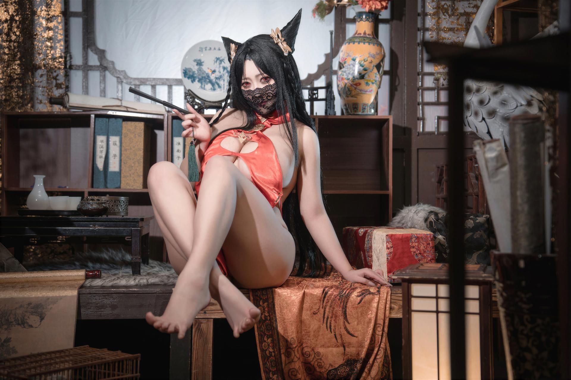 [cosplay] LoLiSAMA - アズールレーン海筹 赤チャイナ コスプレ 69P