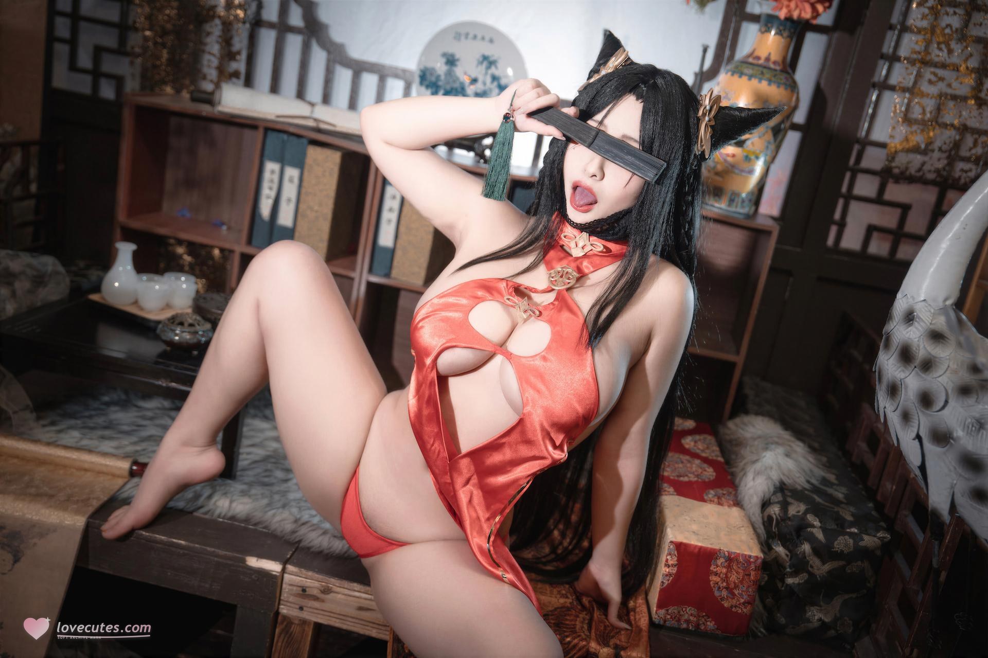 [cosplay] LoLiSAMA - アズールレーン海筹 赤チャイナ コスプレ 69P
