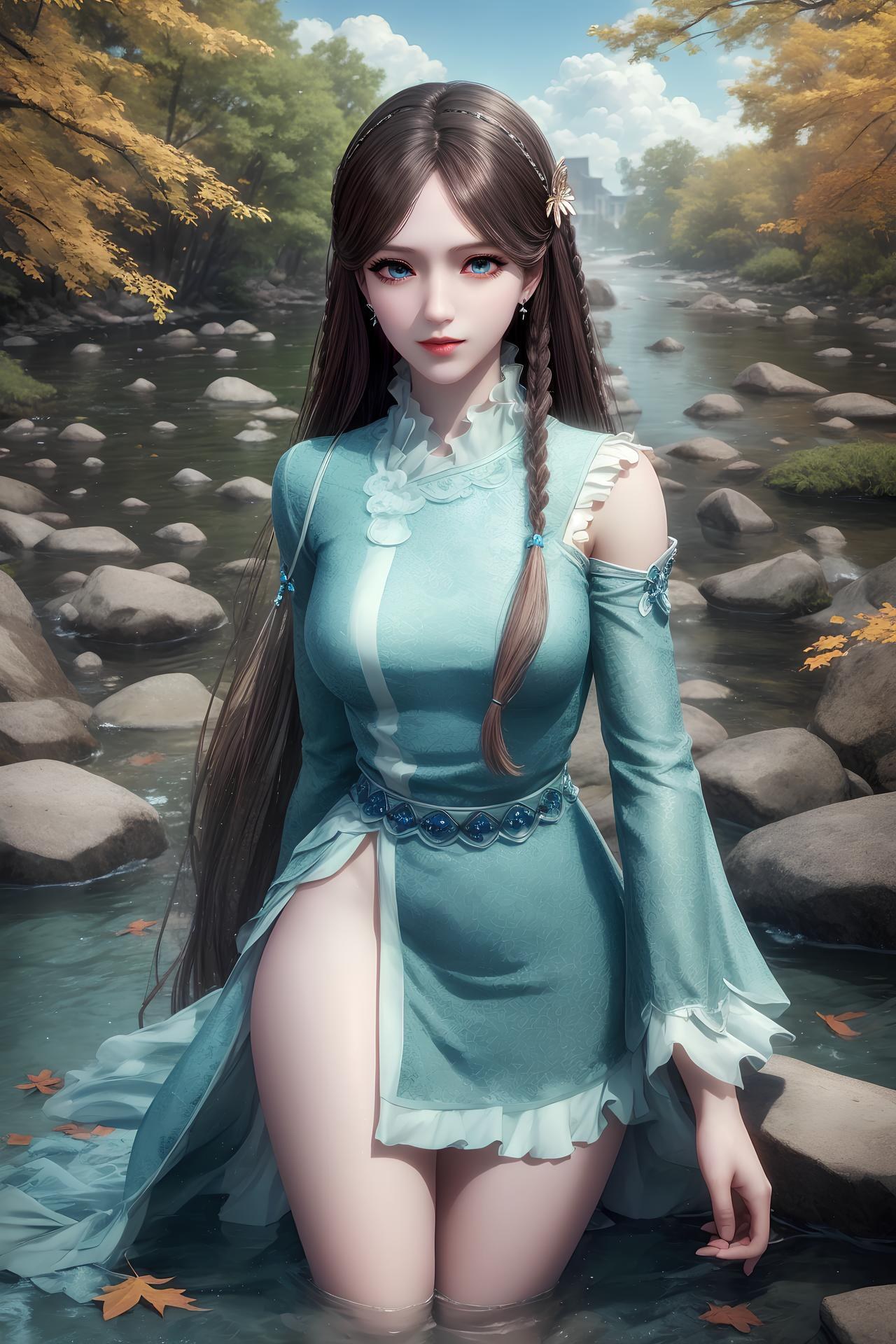 AI Nudes - 斗罗大陆 宁荣荣：黑发水景全裸图集 36P