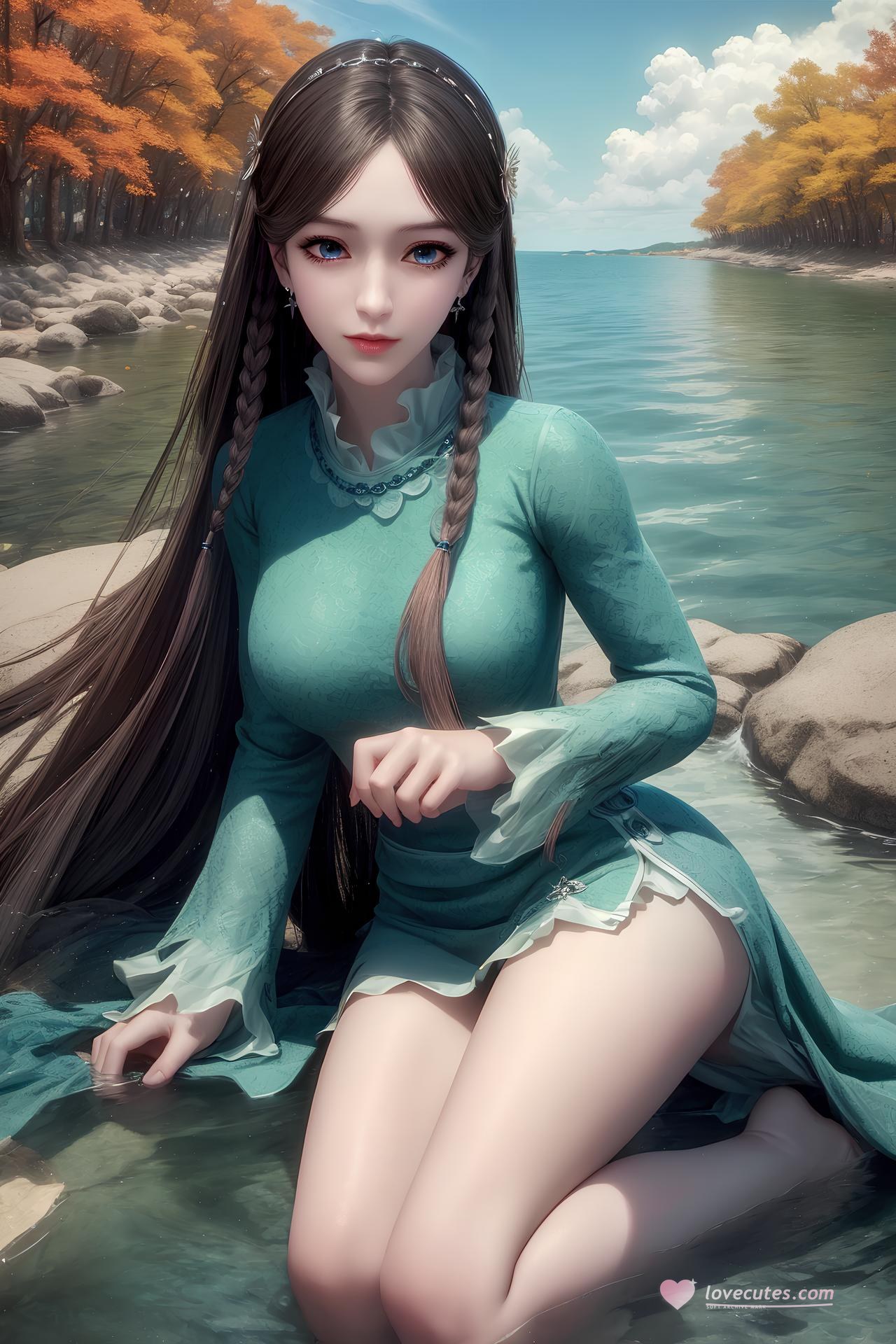 AI Nudes - 斗罗大陆 宁荣荣：黑发水景全裸图集 36P