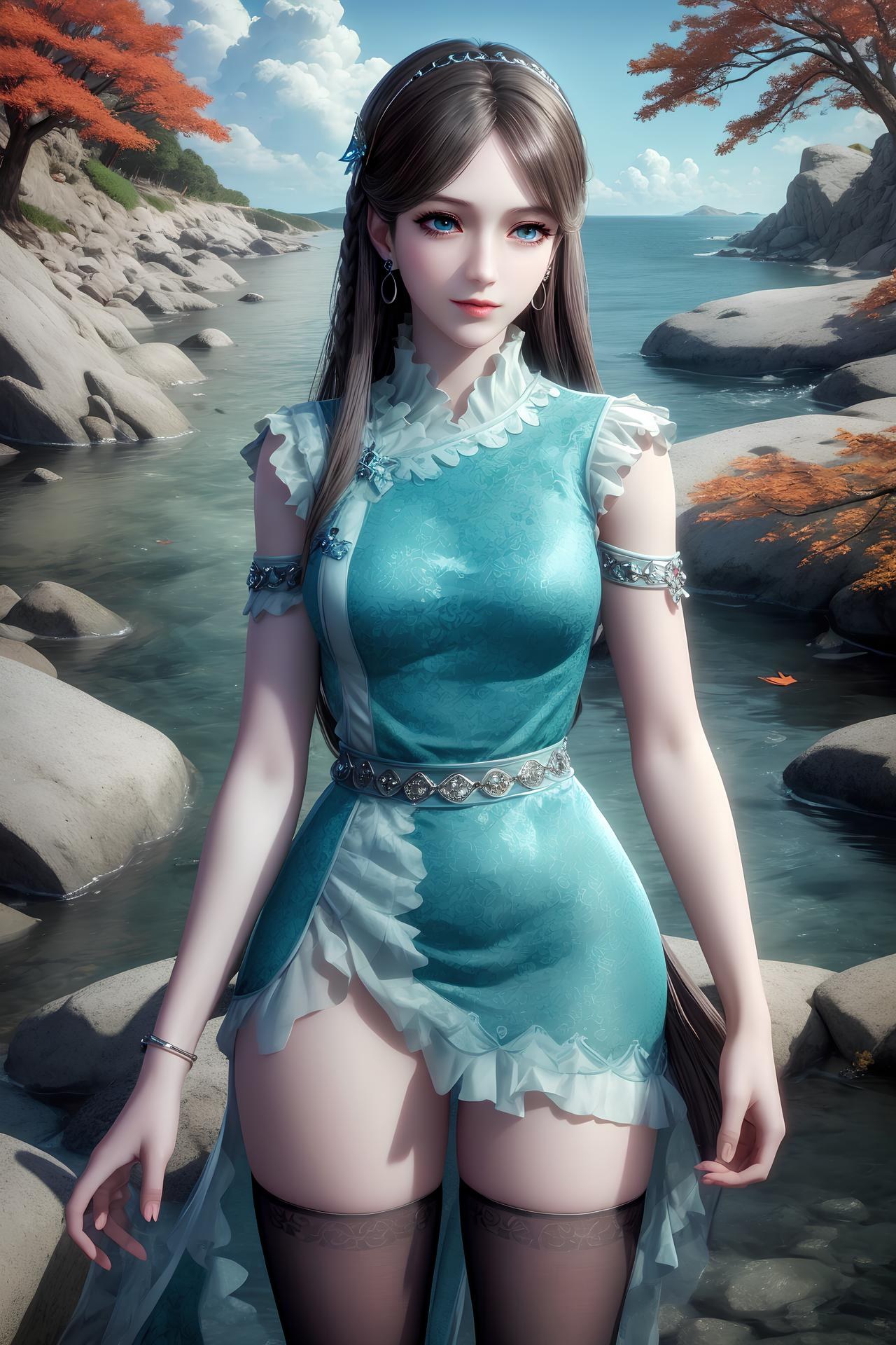 AI Nudes - 斗罗大陆 宁荣荣：黑发水景全裸图集 36P