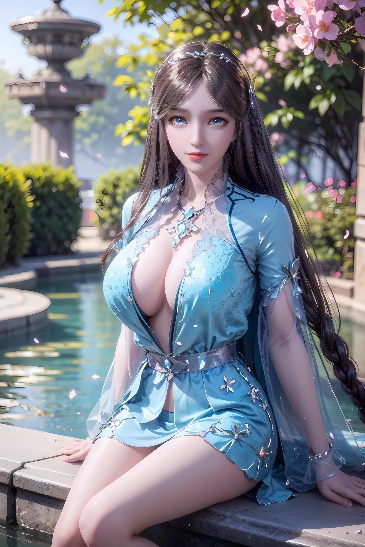 AI Nudes - Douluo Dalu Ning Rongrong Blue Dress Waterside Gallery 83P