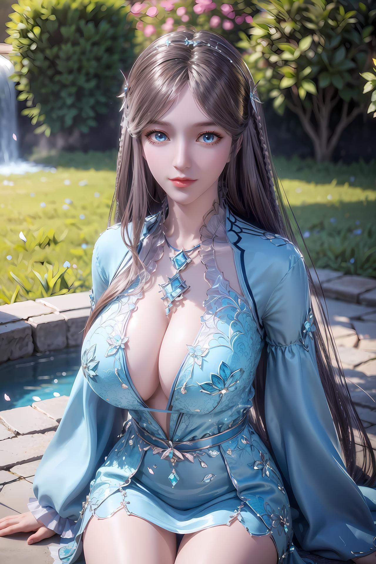AI Nudes - 斗羅大陸 寧榮榮：藍裙水景露穴圖集 83P