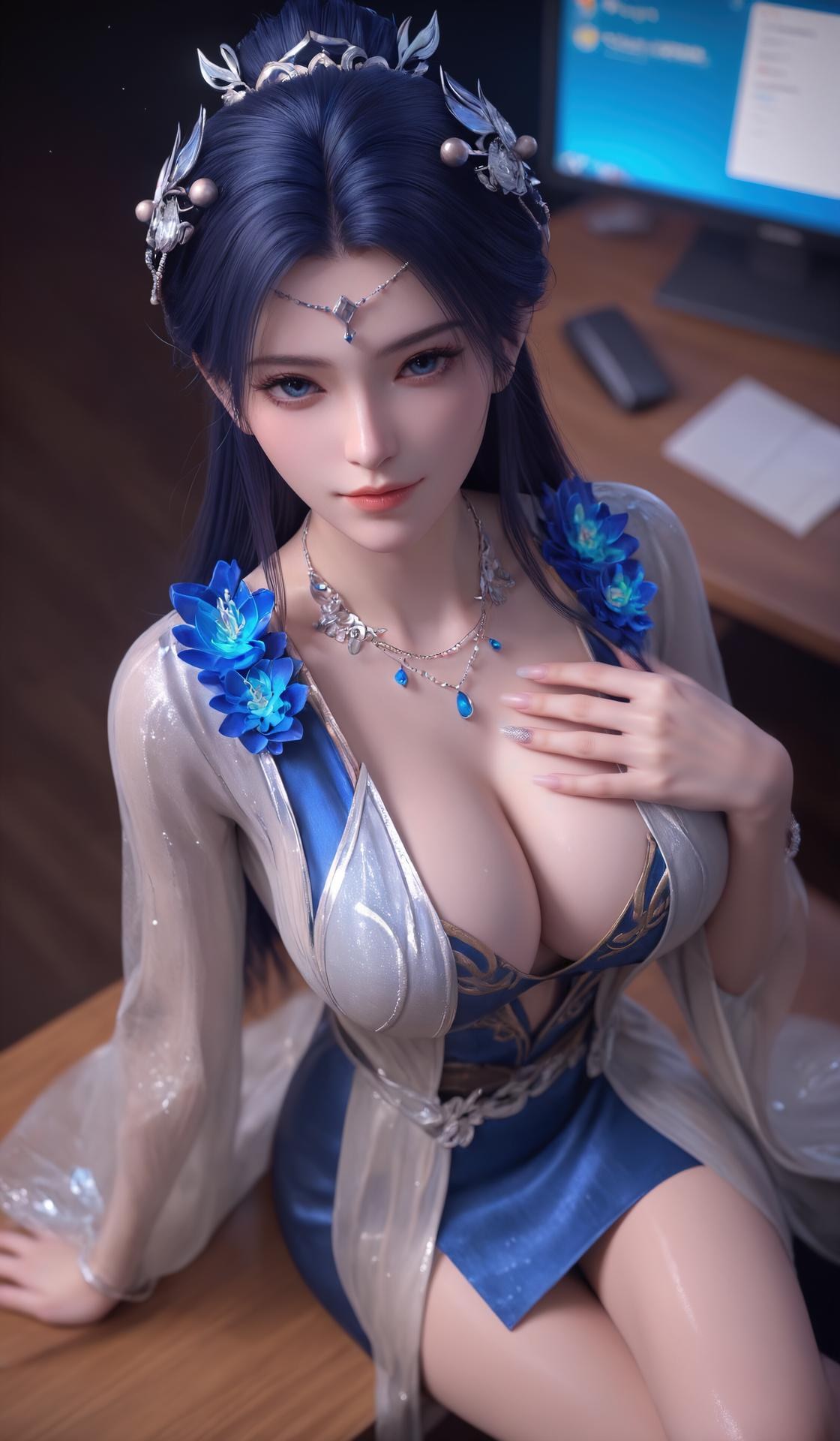 AI Nudes - 斗破苍穹 药灵：蓝白薄纱内衣露穴圖集 301P