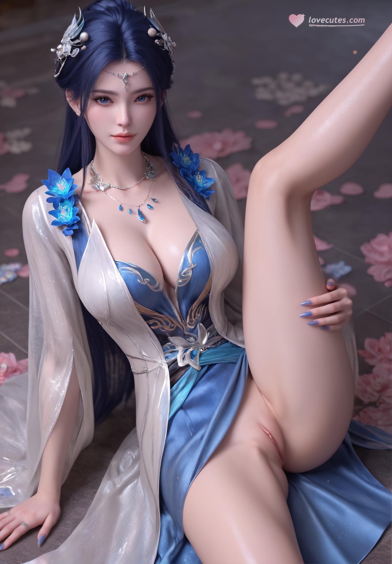 AI Nudes - 斗破苍穹 药灵：蓝白薄纱内衣露穴圖集 301P