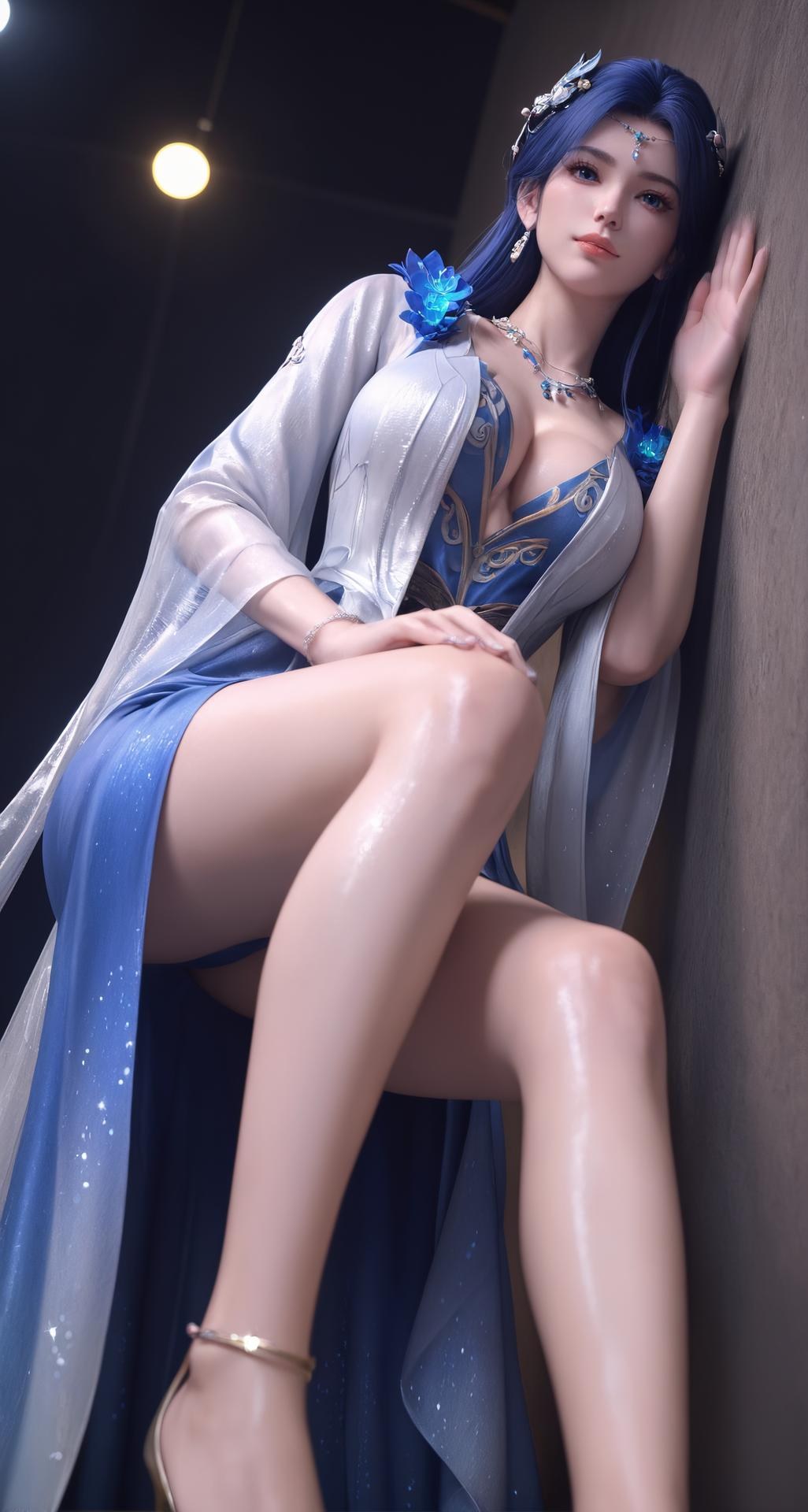 AI Nudes - 斗破蒼穹 薬霊 青白シアーランジェリーAIヌード画像集 301P