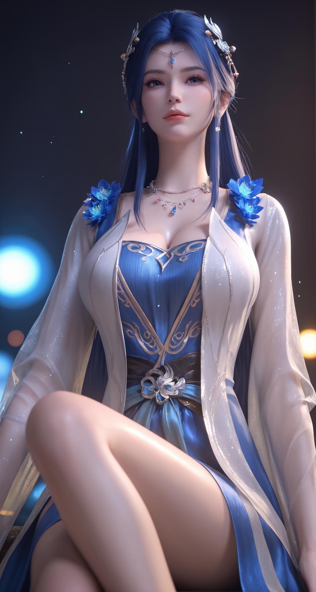 AI Nudes - 斗破蒼穹 薬霊 青白シアーランジェリーAIヌード画像集 301P