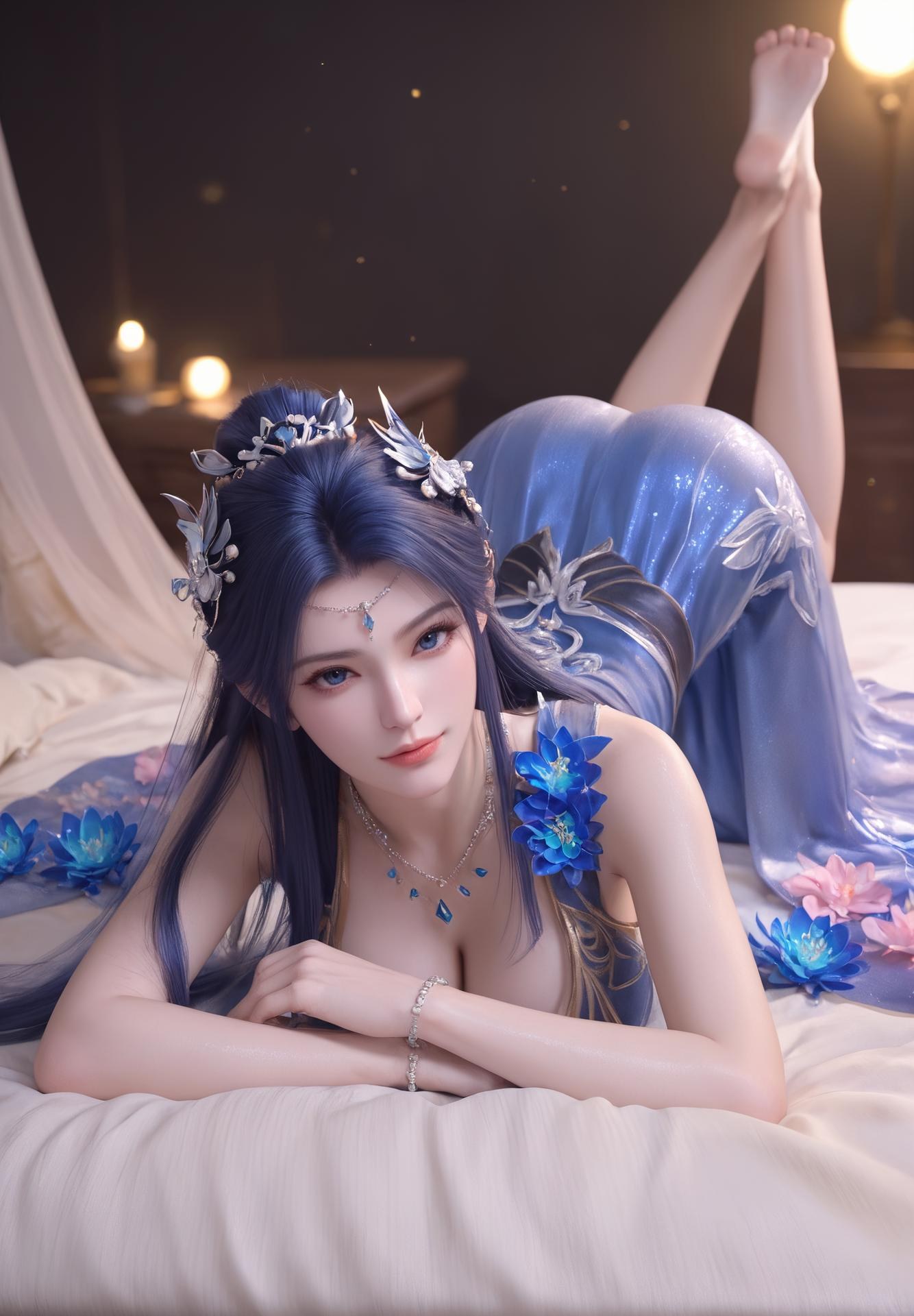 AI Nudes - 斗破蒼穹 薬霊 青白シアーランジェリーAIヌード画像集 301P