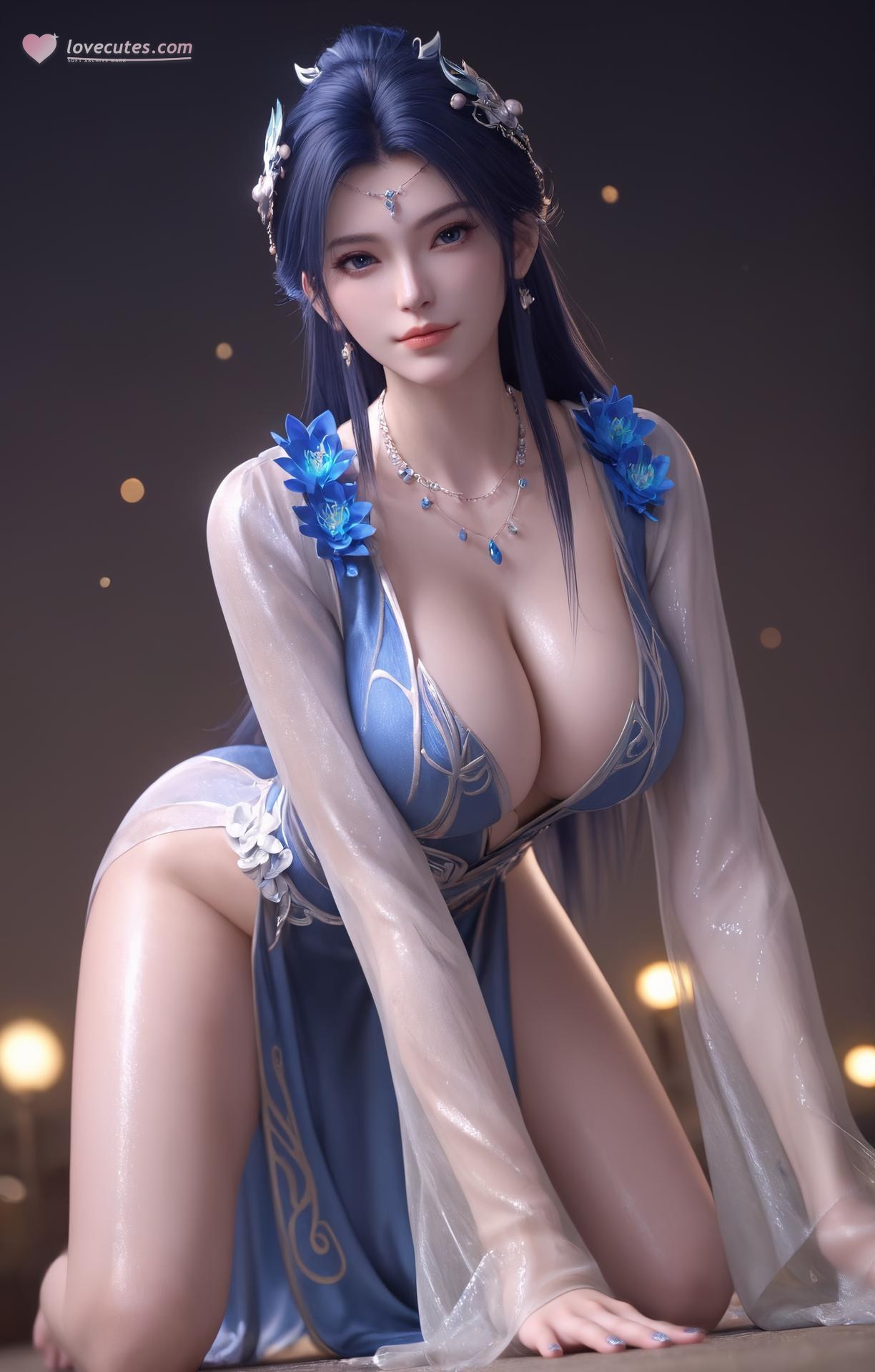 AI Nudes - 斗破苍穹 药灵：蓝白薄纱内衣露穴圖集 301P