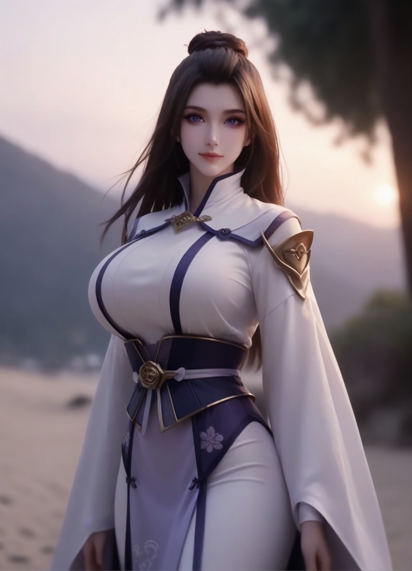 AI Porn - 一念永恒 周星琪 白紫修仙服の海辺AI成人画像ギャラリー 105P