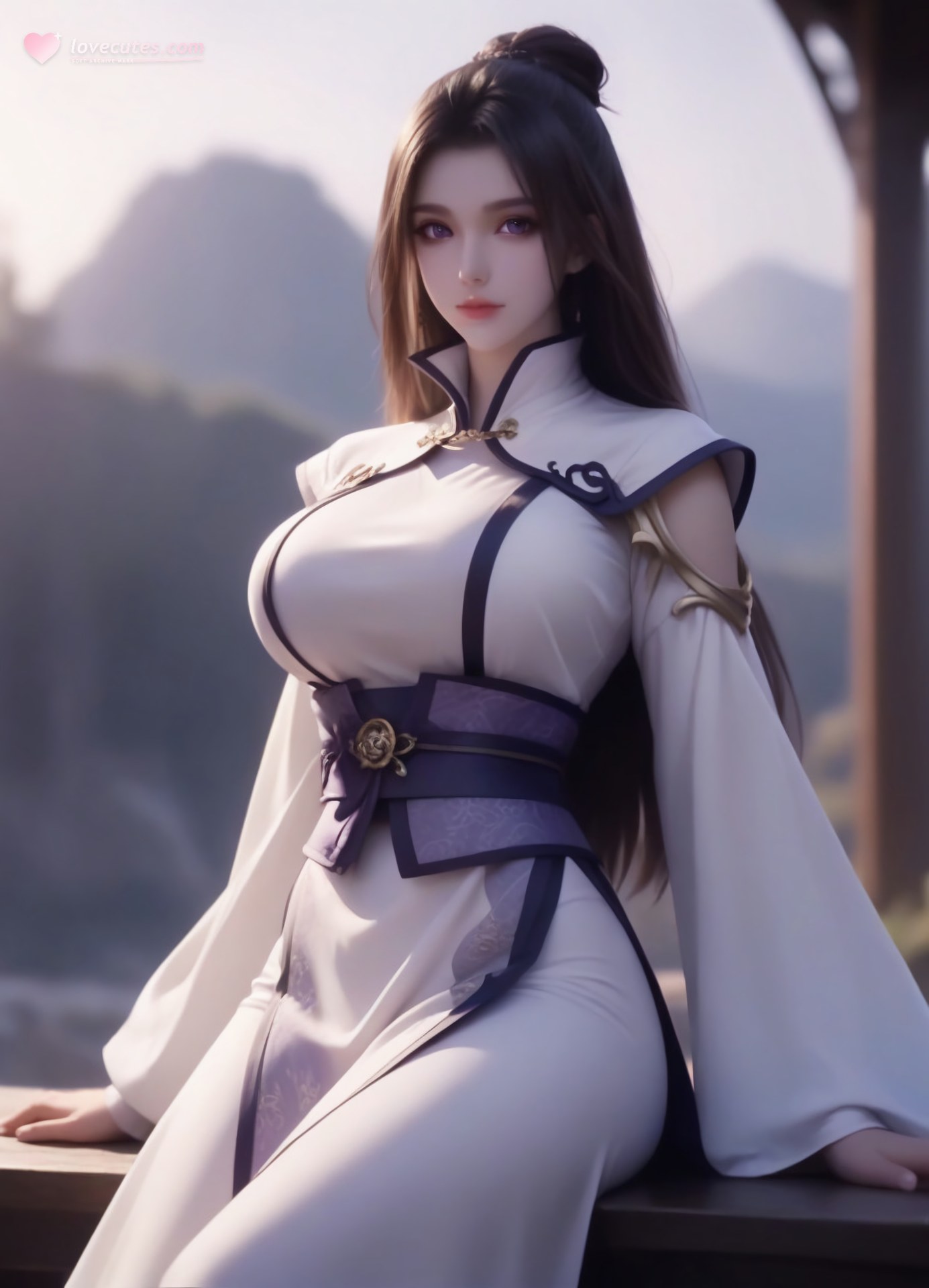 AI Porn - 一念永恒 周星琪 白紫修仙服の海辺AI成人画像ギャラリー 105P