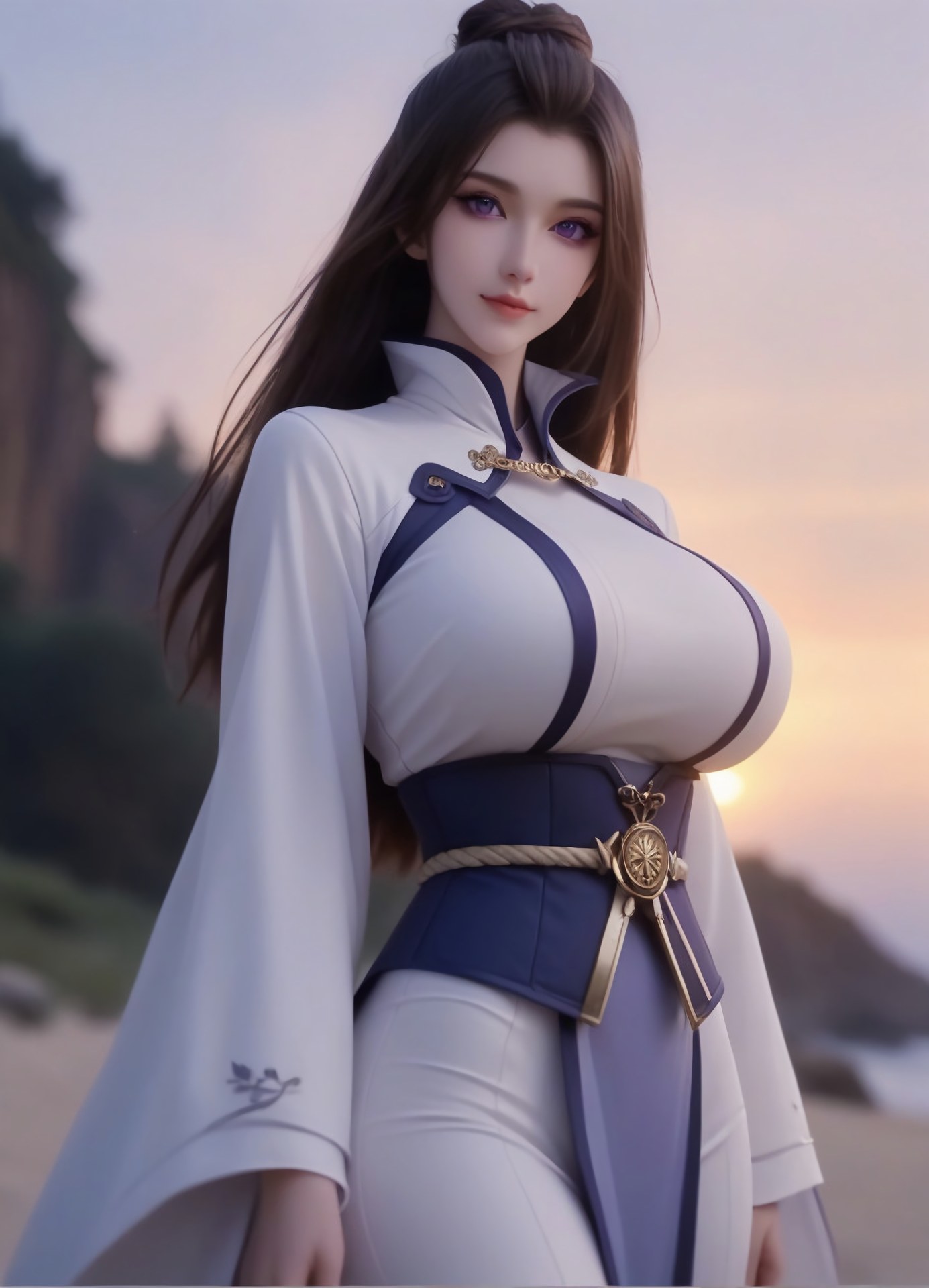 AI Porn - Chu Tinh Kỳ Nhất Niệm Vĩnh Hằng áo tu tiên trắng tím ven biển 105P