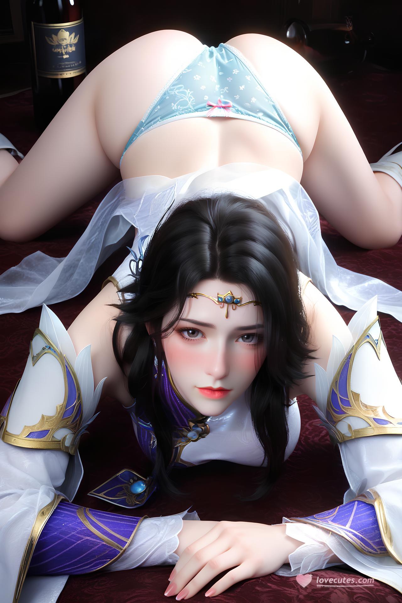 AI Nudes - 玄衣：白紫宫廷服白絲床拍露穴圖集 172P