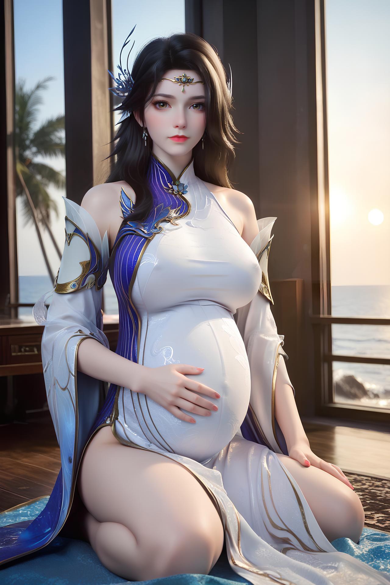 AI Nudes - 玄衣：白紫宫廷服白絲床拍露穴圖集 172P